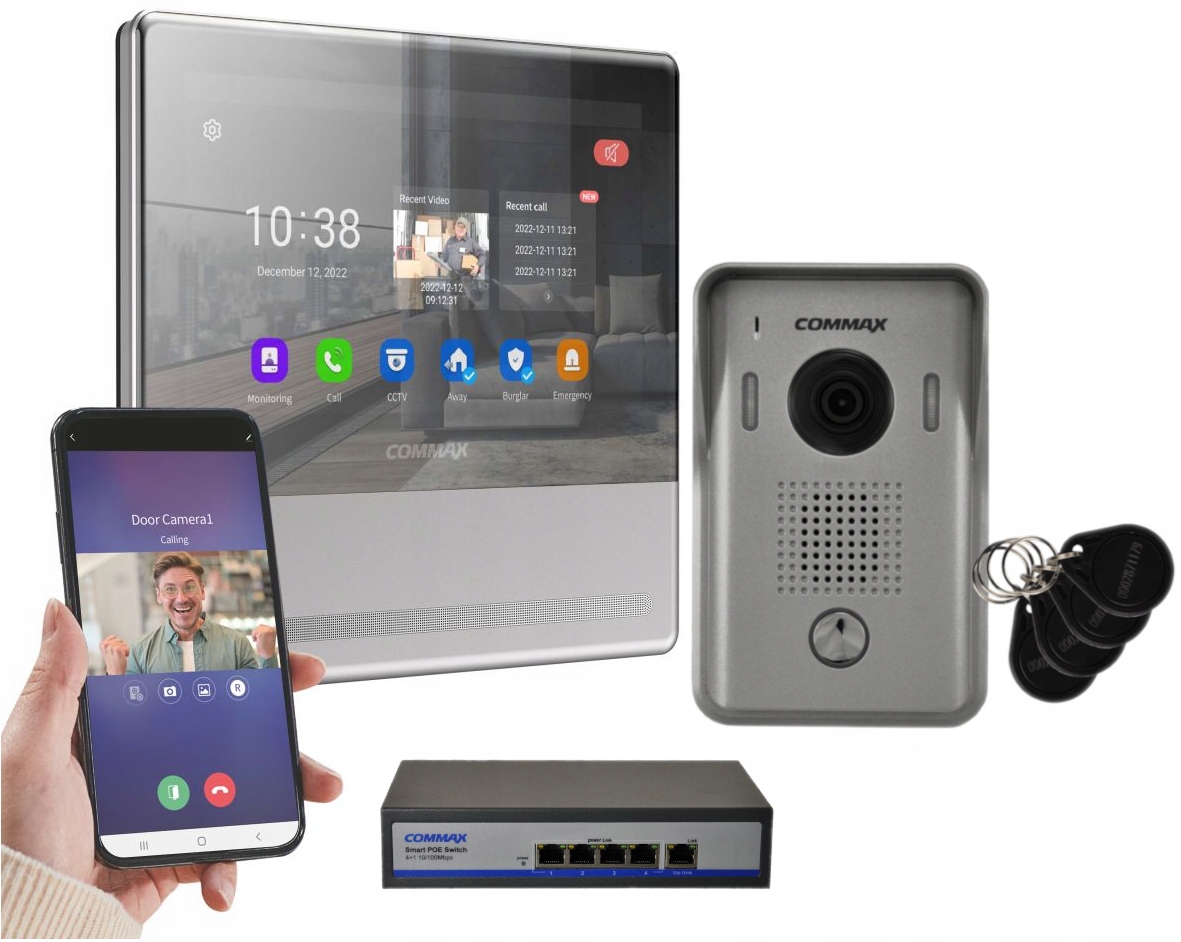 Wideodomofon Ip Commax 2MPX Pamięć Brama Furtka Rfid Natynk Wifi Aplikacja