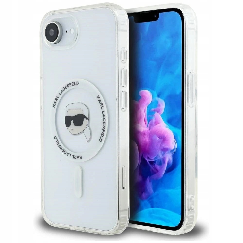 Pouzdro Karl Lagerfeld IML Metal Karl Head MagSafe pro iPhone 16e, bílé