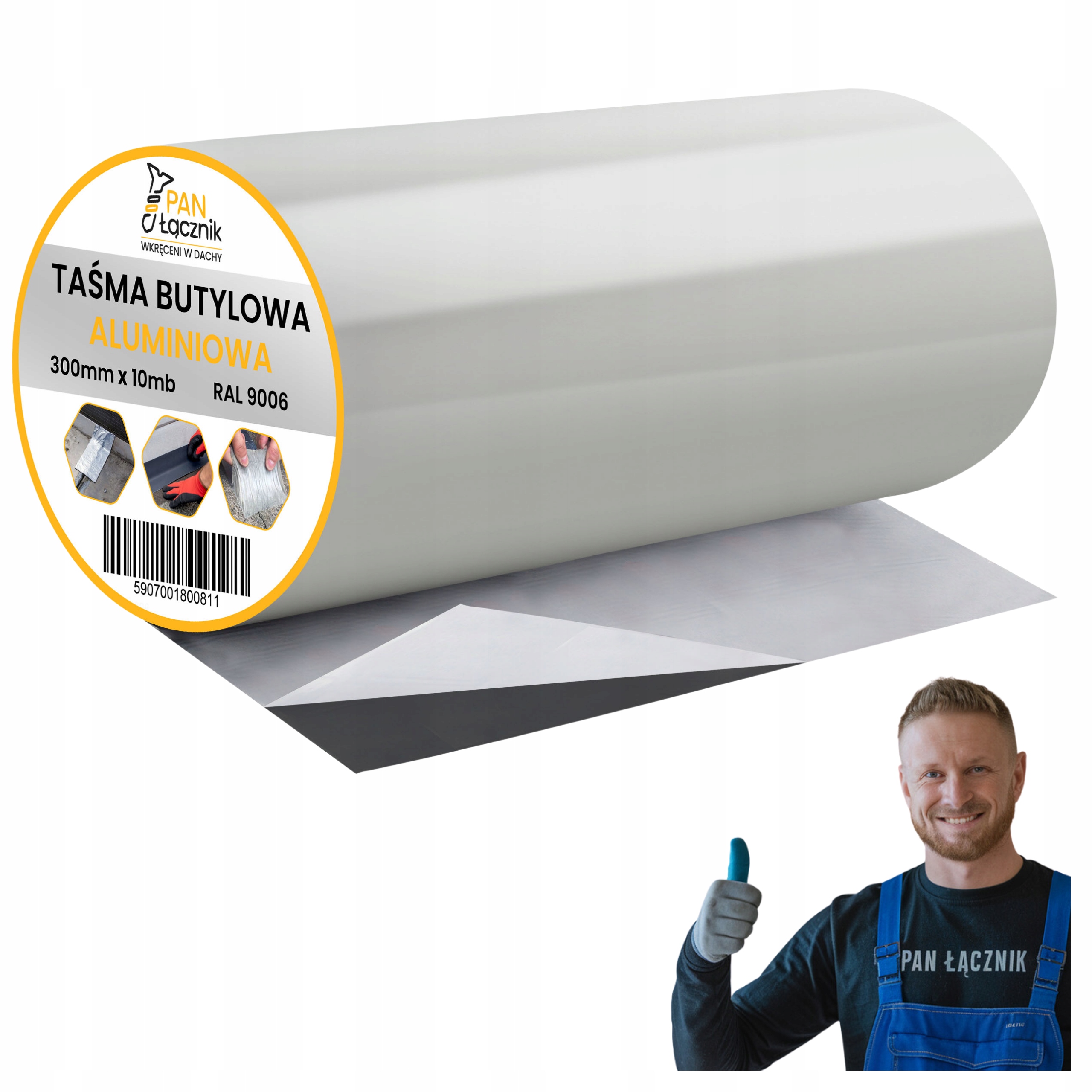 Butylová páska Dekarska Aluminium 300 mm 10 m Stříbrná RAL9006 Střešní