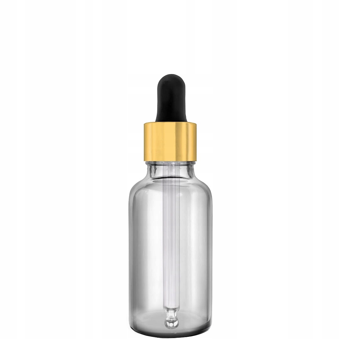

Butelka 30ML Szkło Bezbarwna Z Pipetą Złoto Czarną