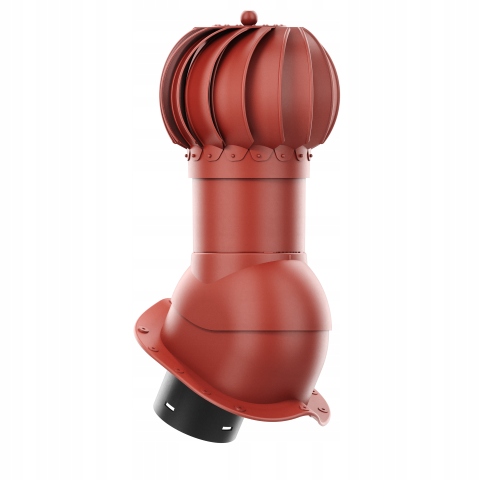 Rotačný krb Rotoline pre plechovú krytinu N fi 150 mm, guľovitý, červený