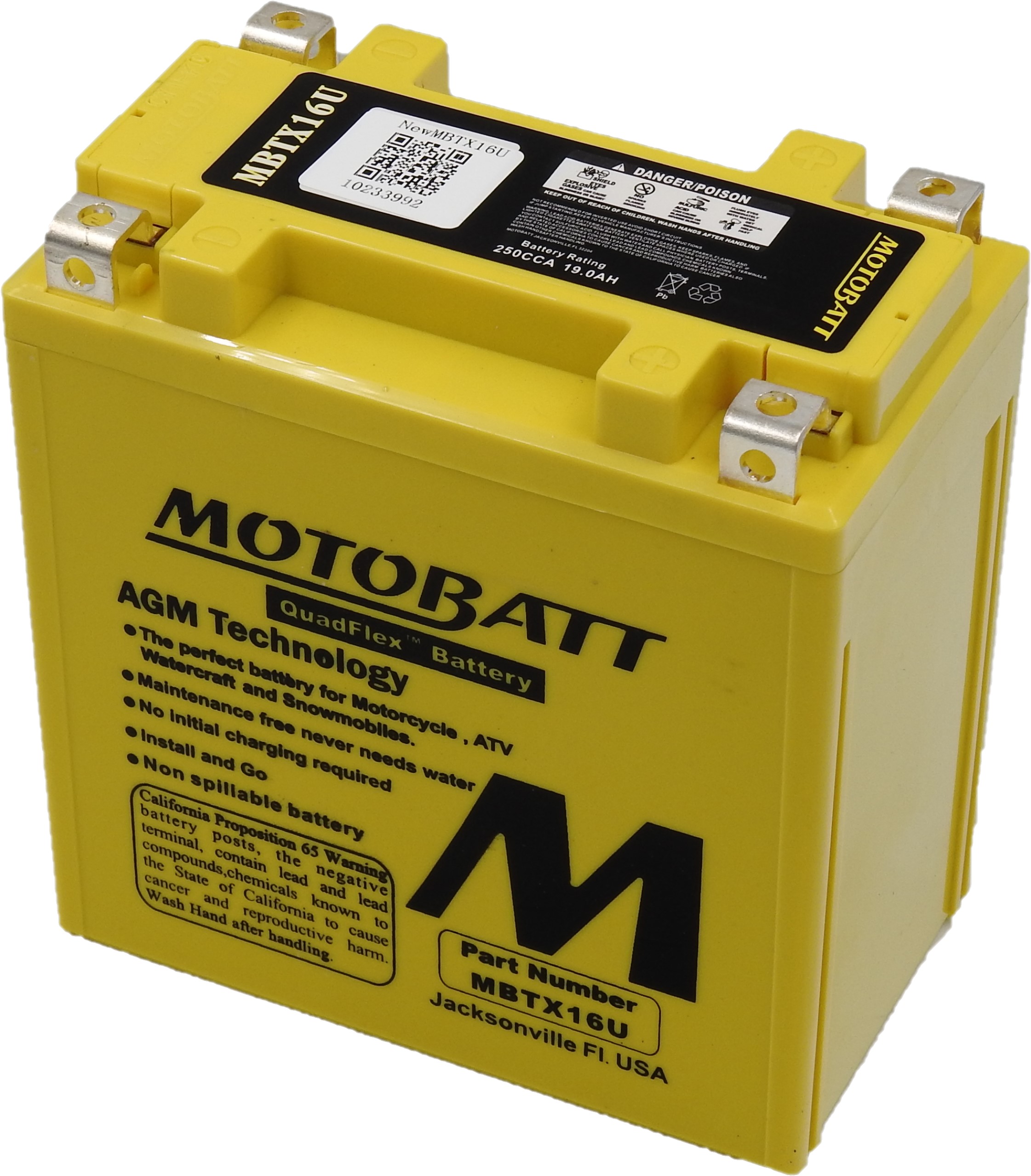 Акумулятор MOTOBATT MBTX16U 12V 19AH YTX20CH-BS