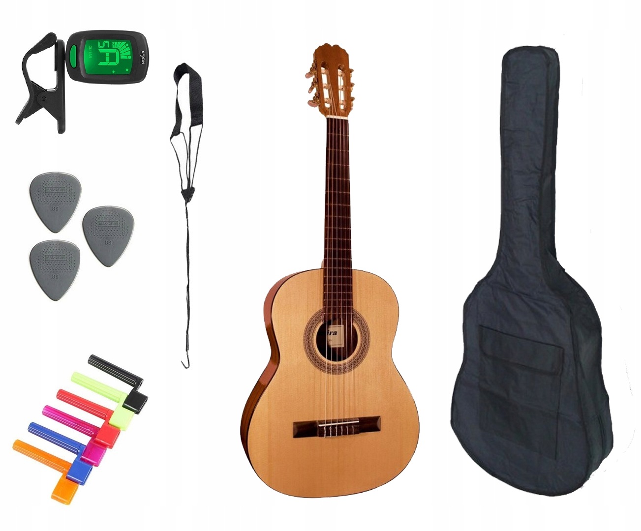 Kytara Klasická 3/4 Pouzdro Tuner Set
