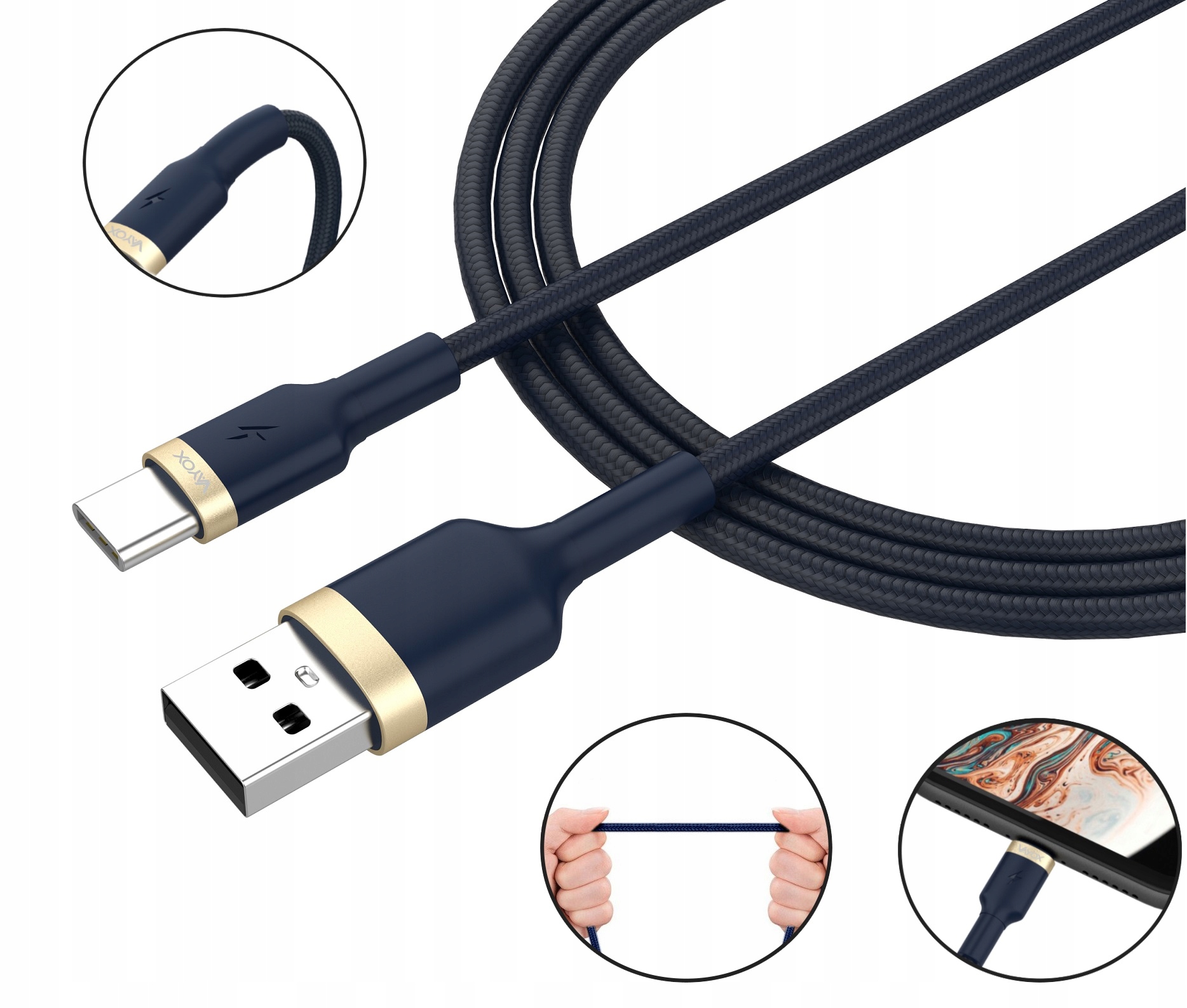 

Kabel Usb Typ C Quick Charge 3.0 Fast Szybki Vayox