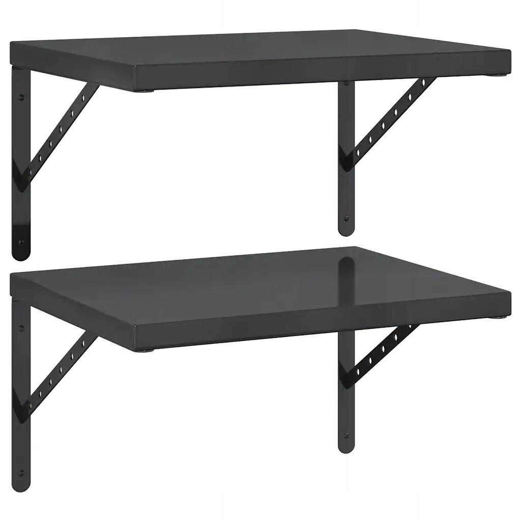 Černá nástěnná police 50x40x3 cm – nerezová ocel