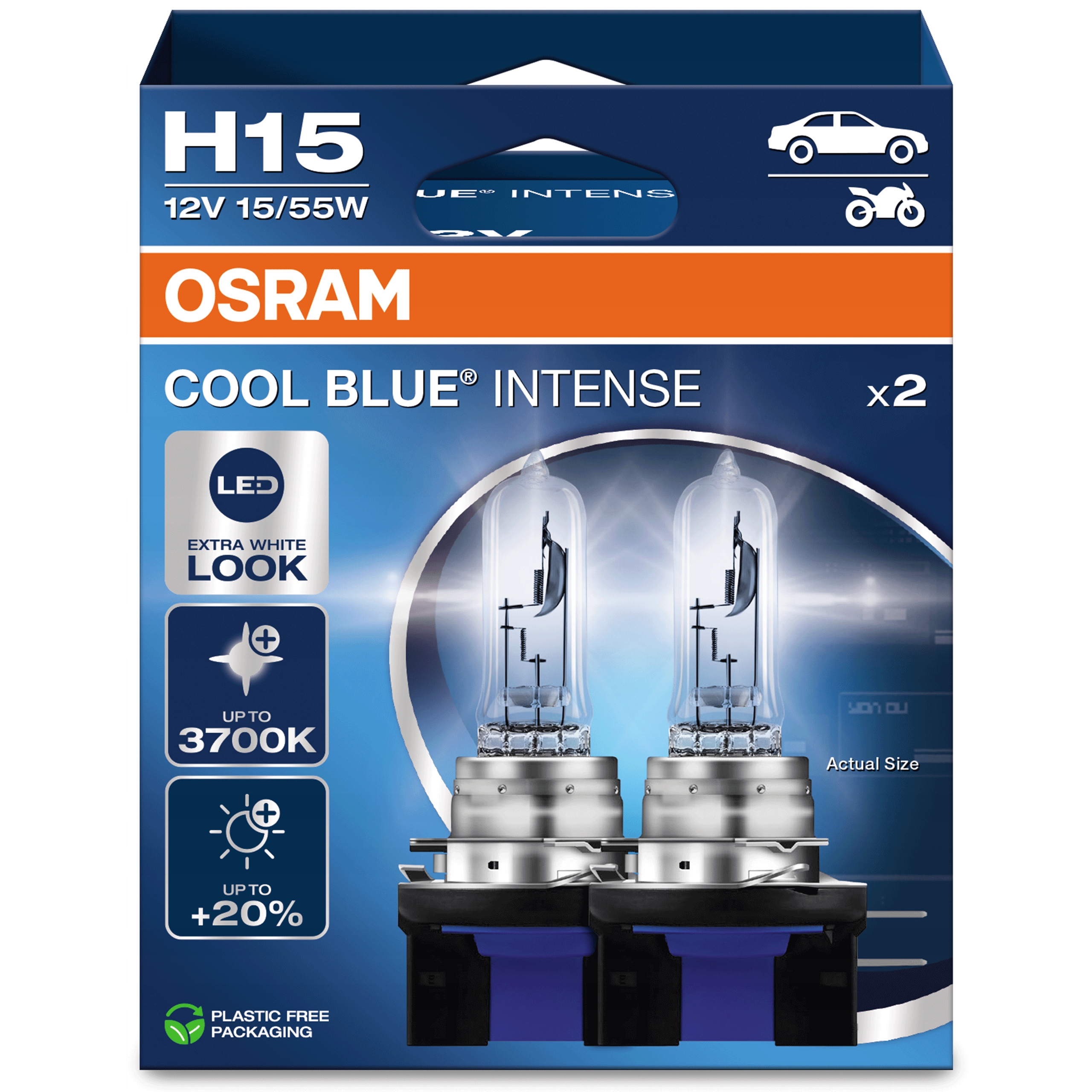 Osram H15 Cool Blue Intense Autožiarovky Chladné svetlo 3700K +20%