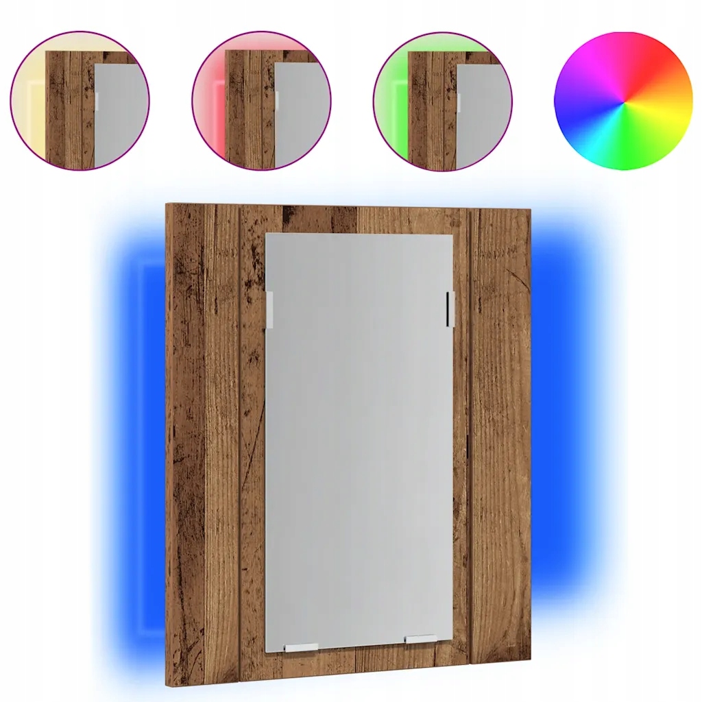Koupelnová skříňka se zrcadlem a Led osvětlením 40x12x45 cm, staré dřevo