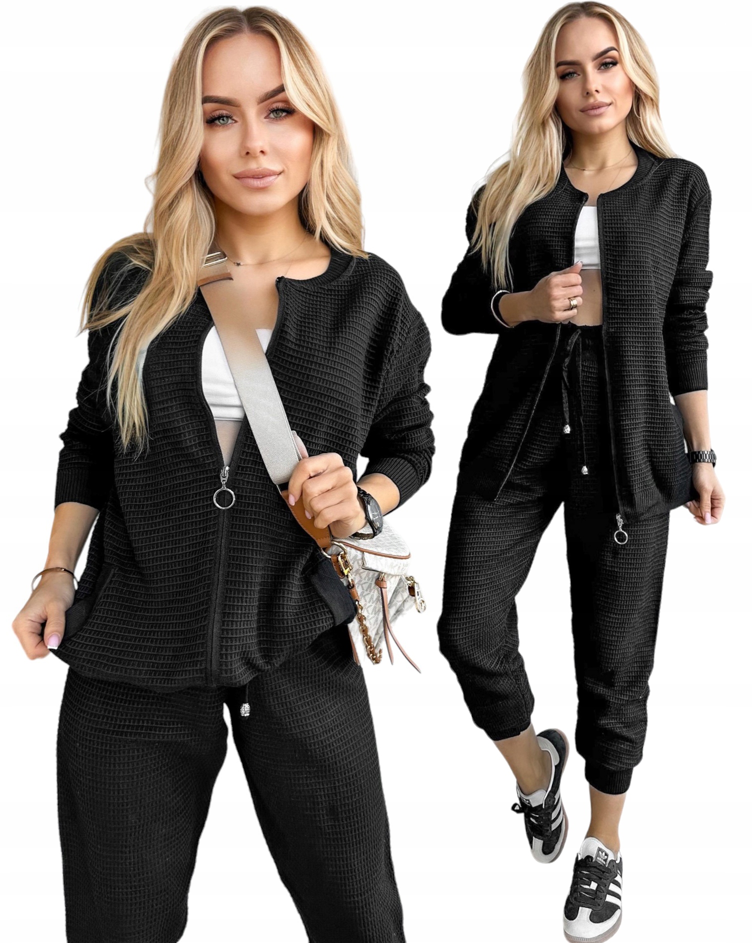 DRES KOMPLET DAMSKI wygody modny wafelek