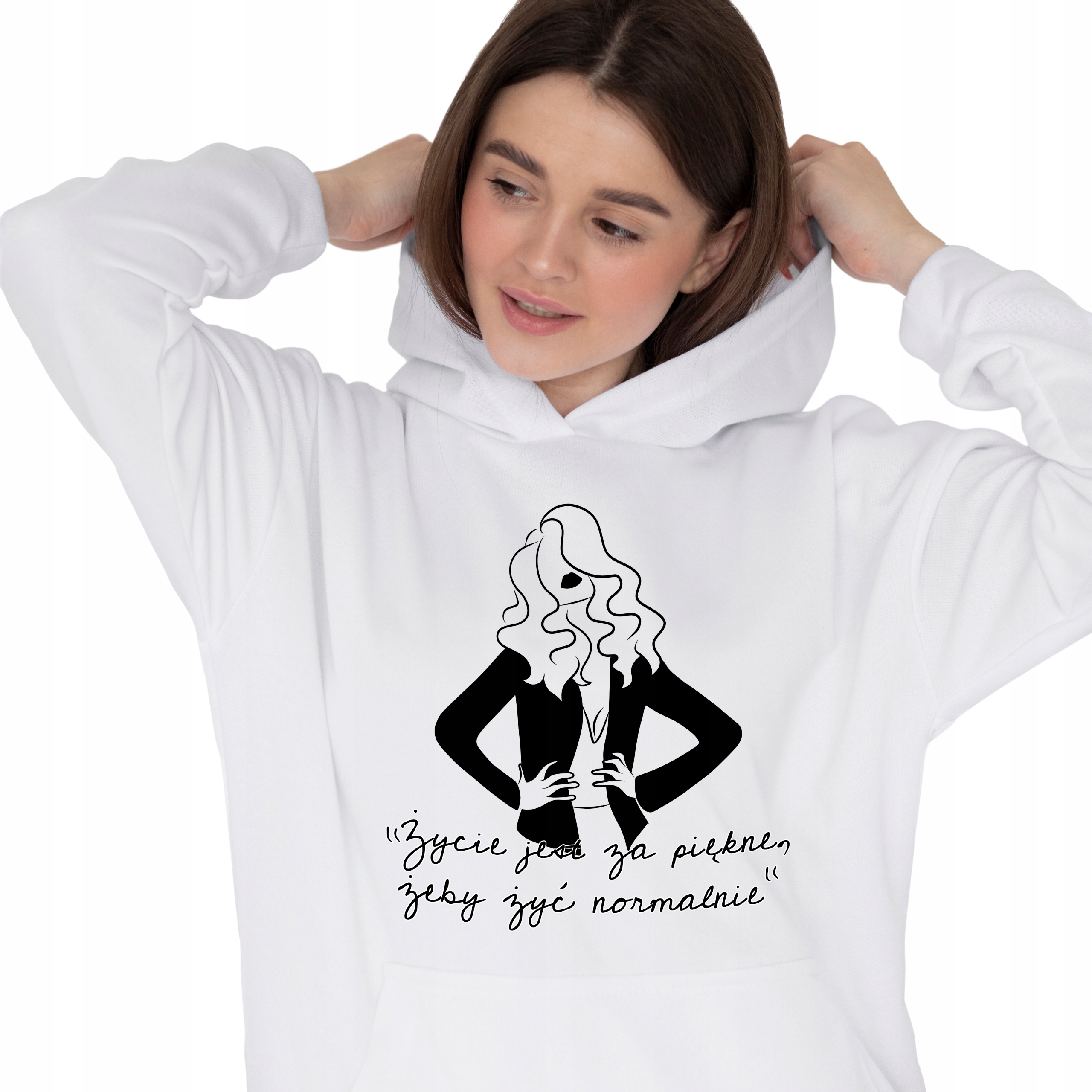 Mikina Bílá S Kapucí Ženské vzory S