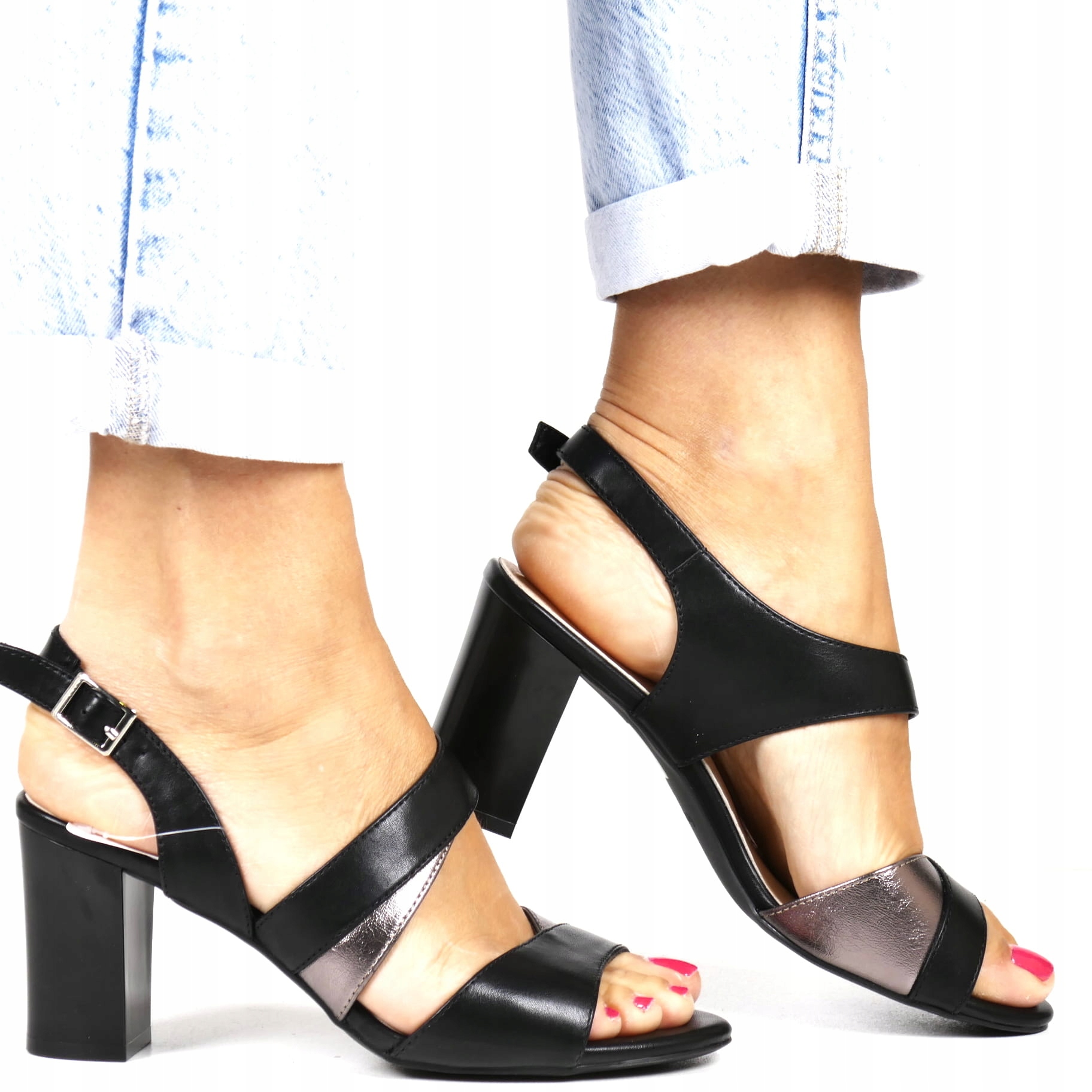 Dámské Sandály Na Podpatku, Černé, Klasické, Elegantní, Pohodlné, New