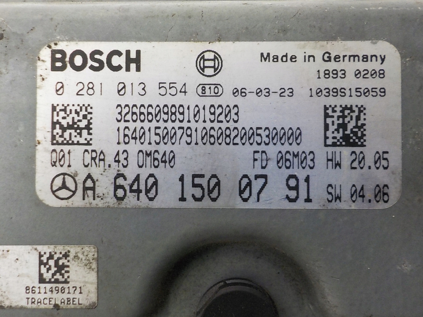 MERCEDES computer control unit 0281013554 A6401500791