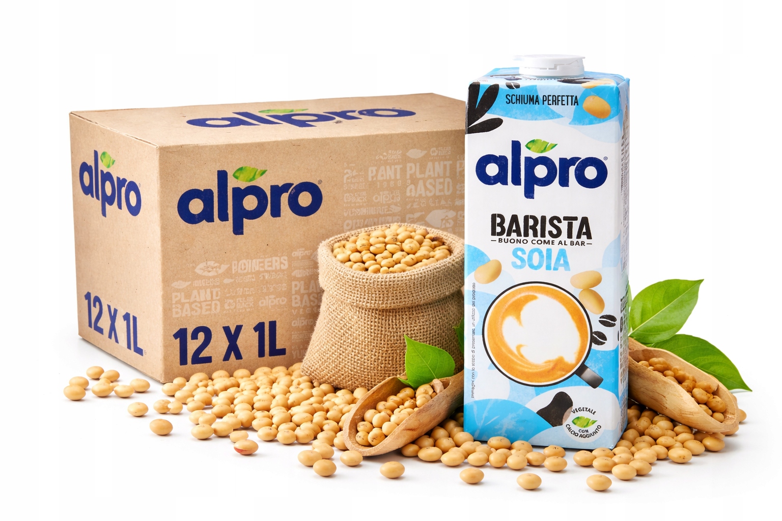 12 X Alpro Barista Soia Napój Sojowy idealny do kawy bez laktozy 1L Zestaw