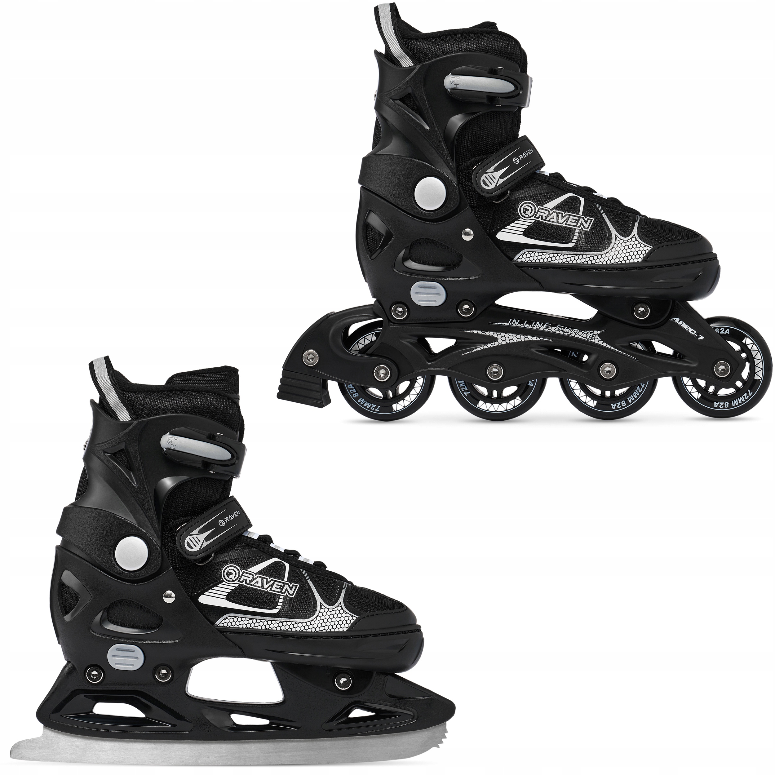 Rolki Łyżwy figurowe 2w1 Regulowane Raven Spirit Black/White 40-43