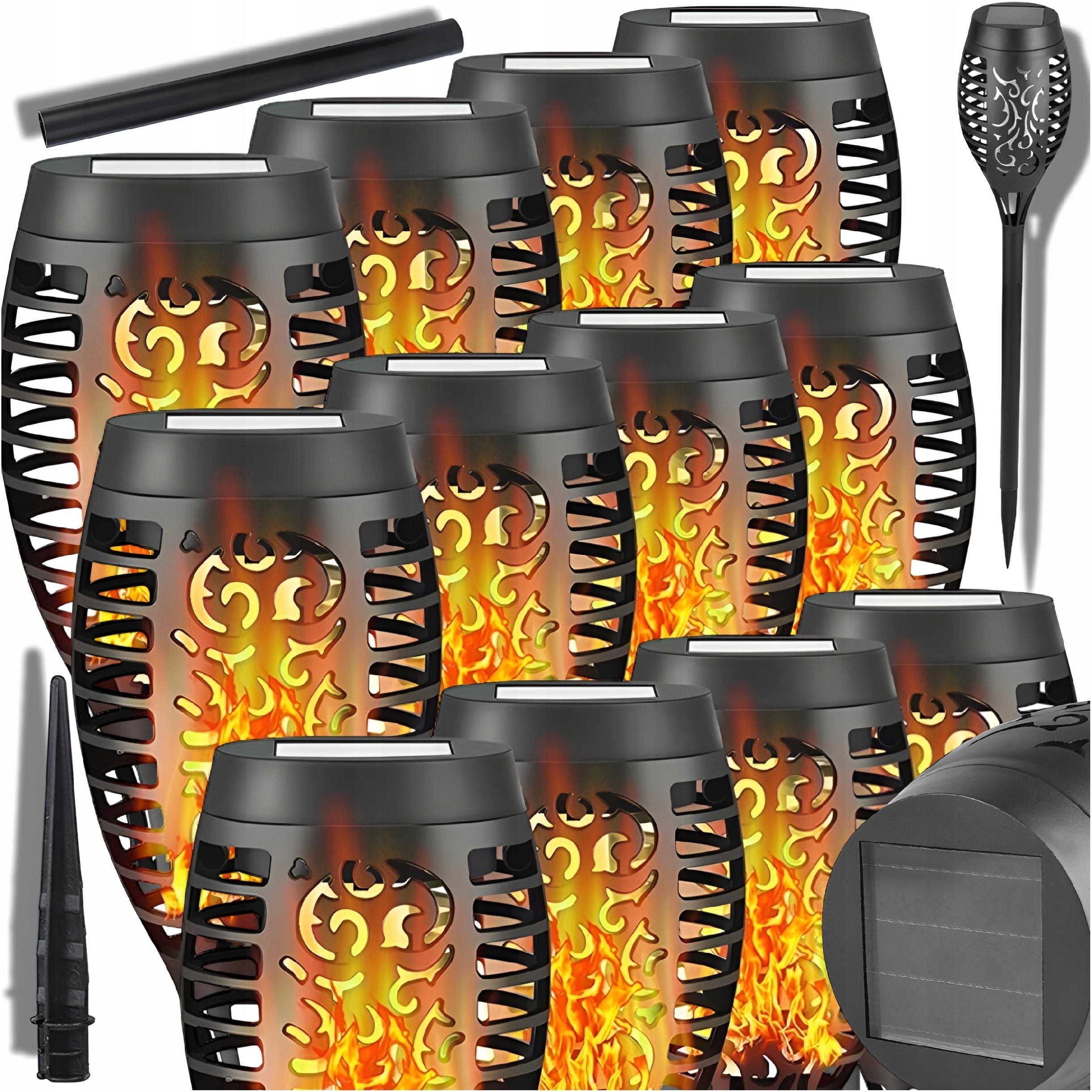 Zatĺkacia solárna lampa čierna so slnečnou energiou 52 cm 12 kusov