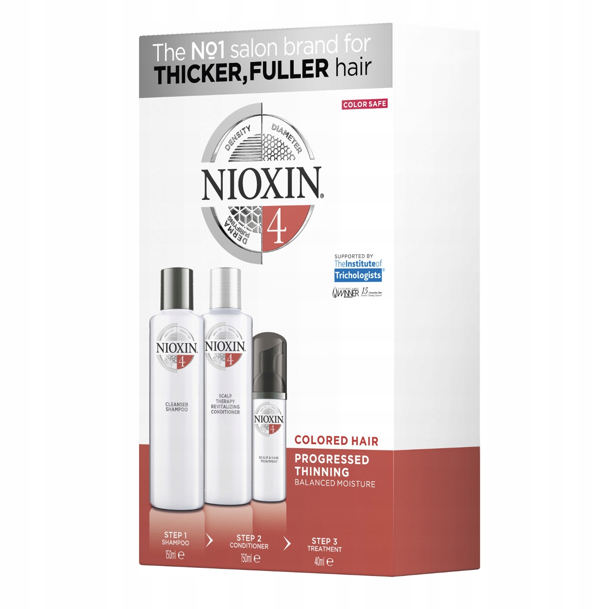 Nioxin System 4 Trial Kit – sada pro péči o jemné, chemicky ošetřené a řídnoucí vlasy (150 ml 150 ml 40 ml)