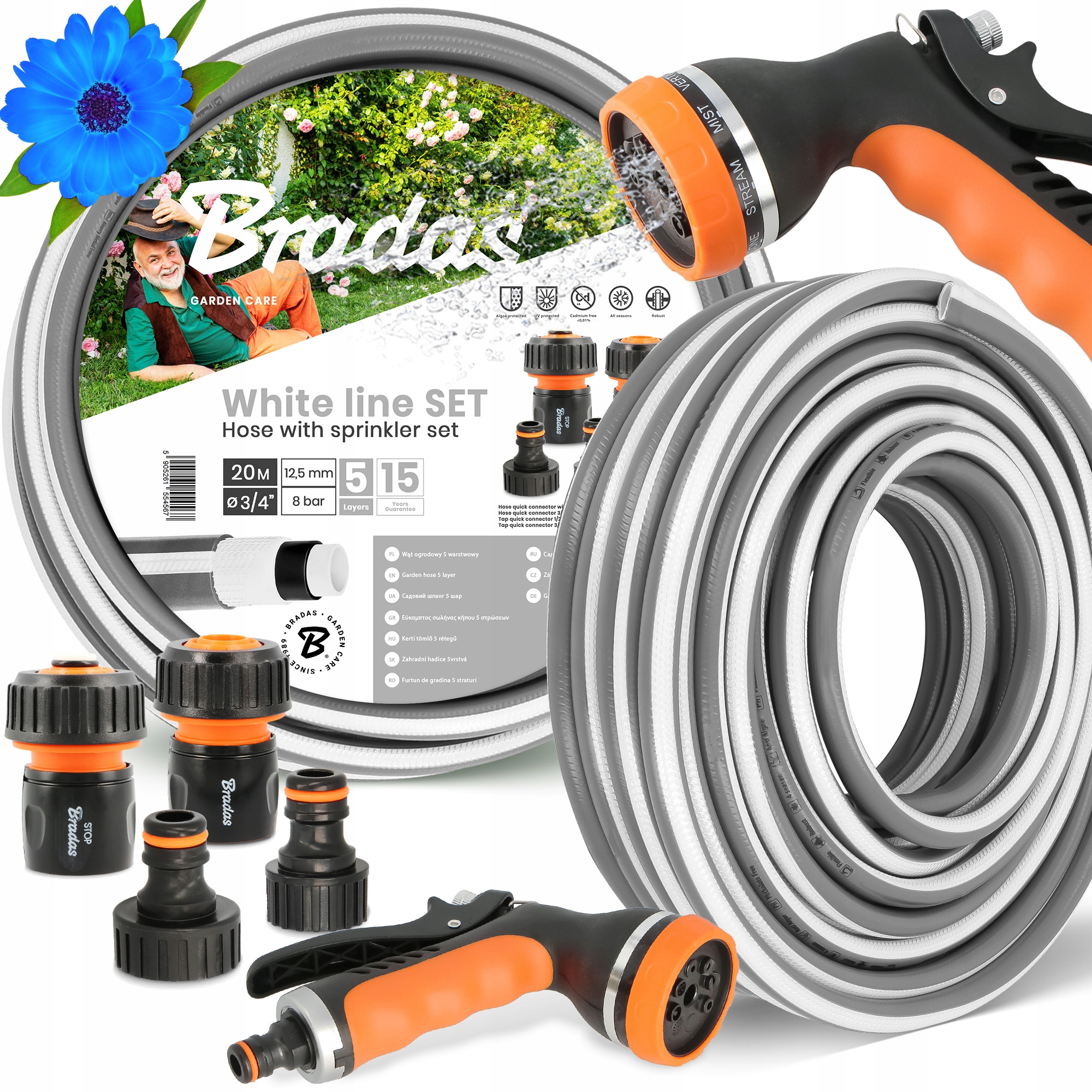 Záhradná Hadica 3/4 Vody Navíjacia 20 m Elastická Zalievanie Šlauf 5-VRSTVOVÁ Yo