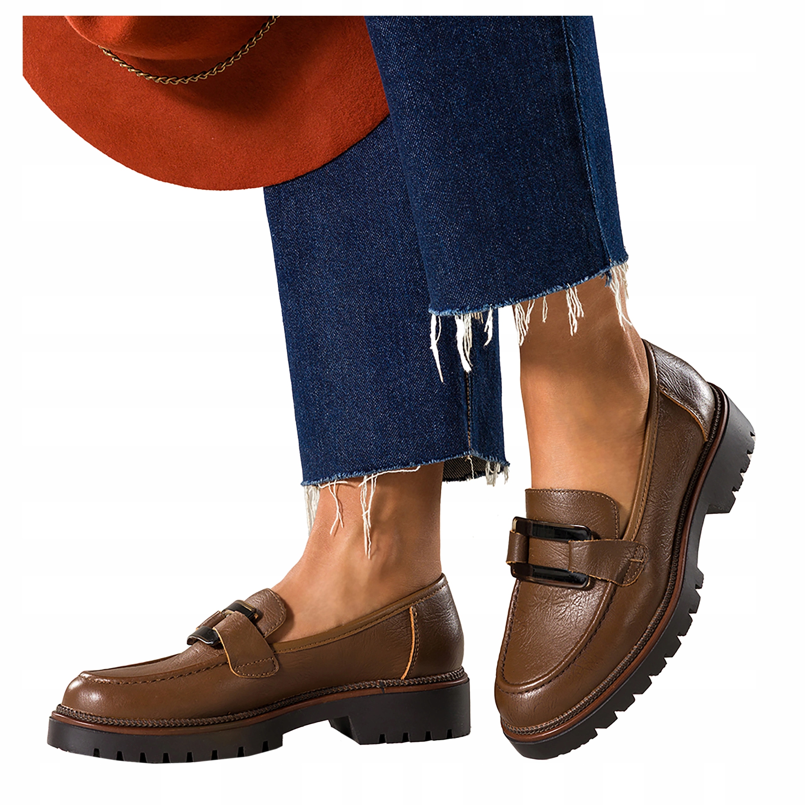 Dámské kožené mokasíny Hnědé Pohodlné nazouvací polobotky Elegantní velikost 36