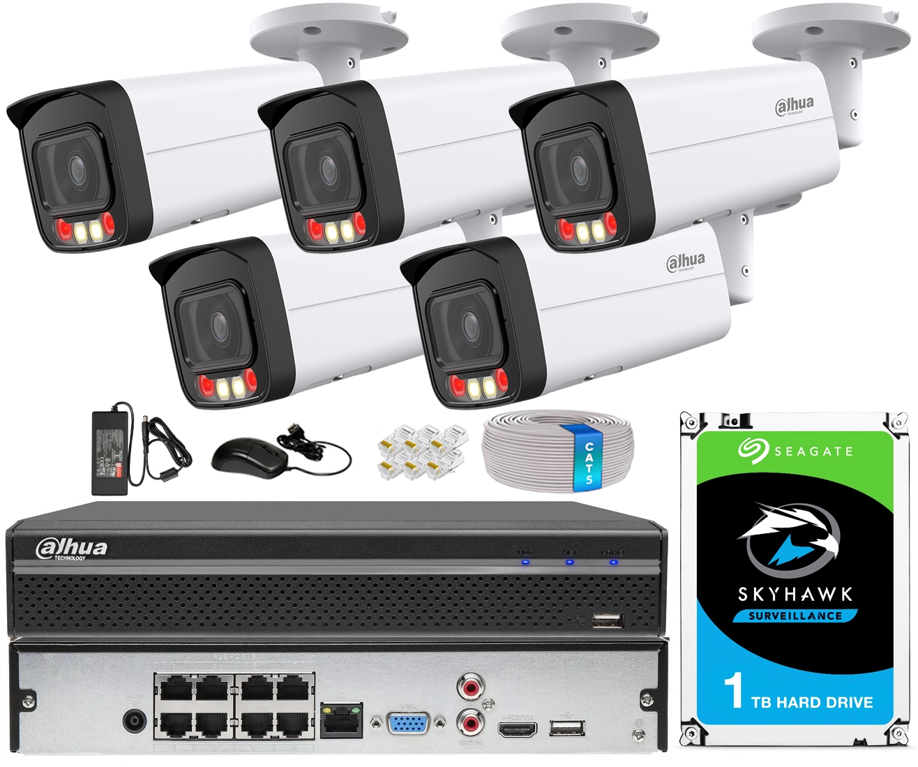 Sada na monitorovanie Dahua 5 kamier 4MPx WizSense Analytika Ai Mikrofón