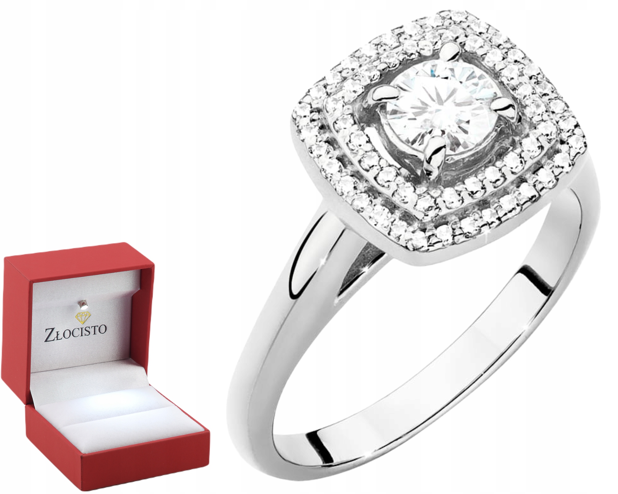 Elegantní Prstýnek 585 Bílé Zlato Laboratorní Brilianty Dárek