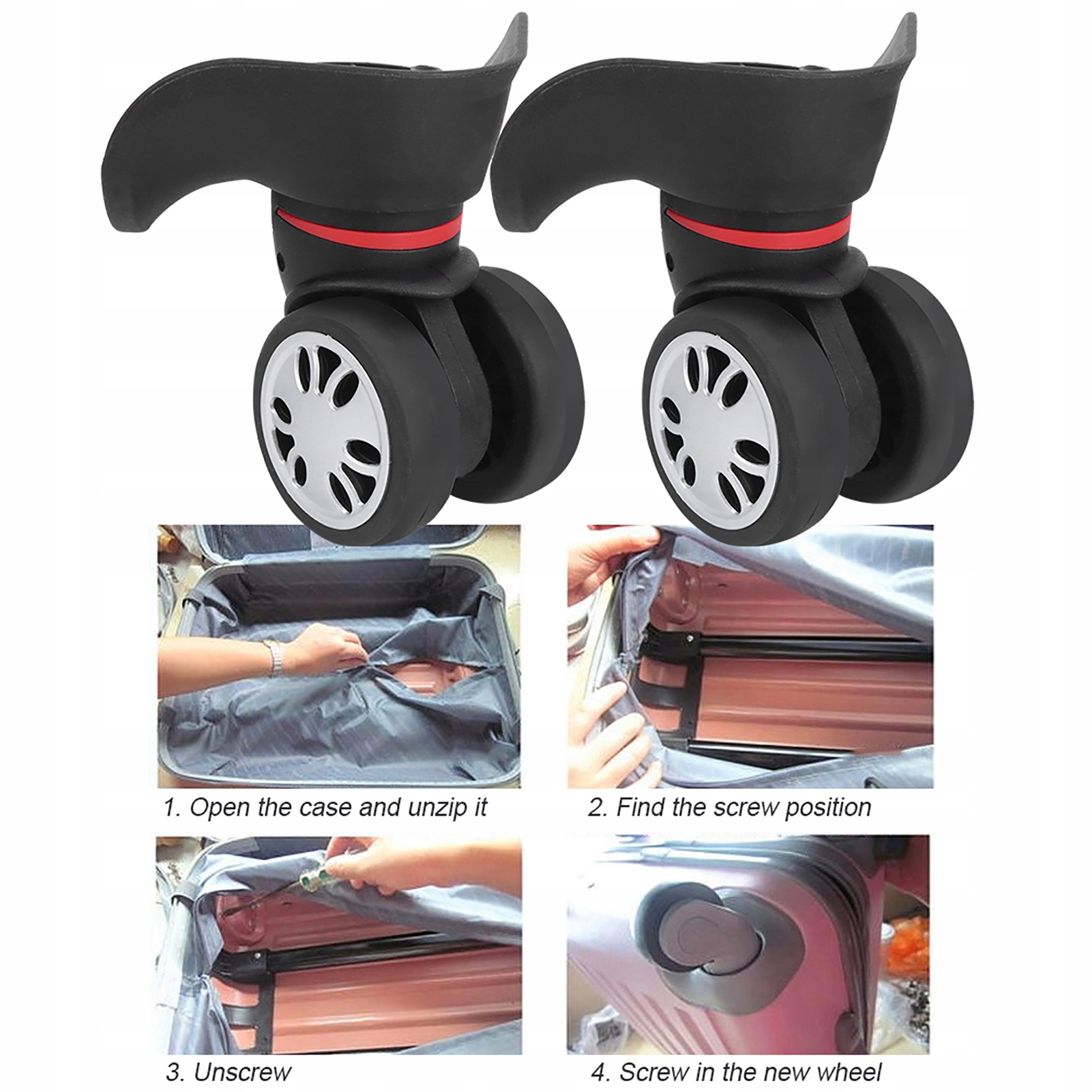 2 SZT KÓŁKO DO WALIZKI CZĘŚĆ BAGAŻ SERWIS NAPRAWA CZĘŚCI CZARNE Marka bez marki