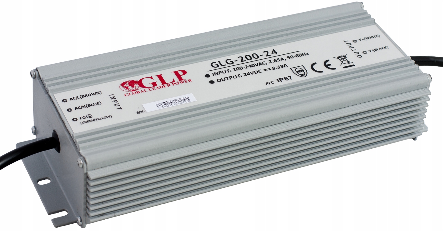Zewenętrzny Zasilacz Stałonapięciowy Oświetlenie Led IP67 24V 200W Pfc Glp