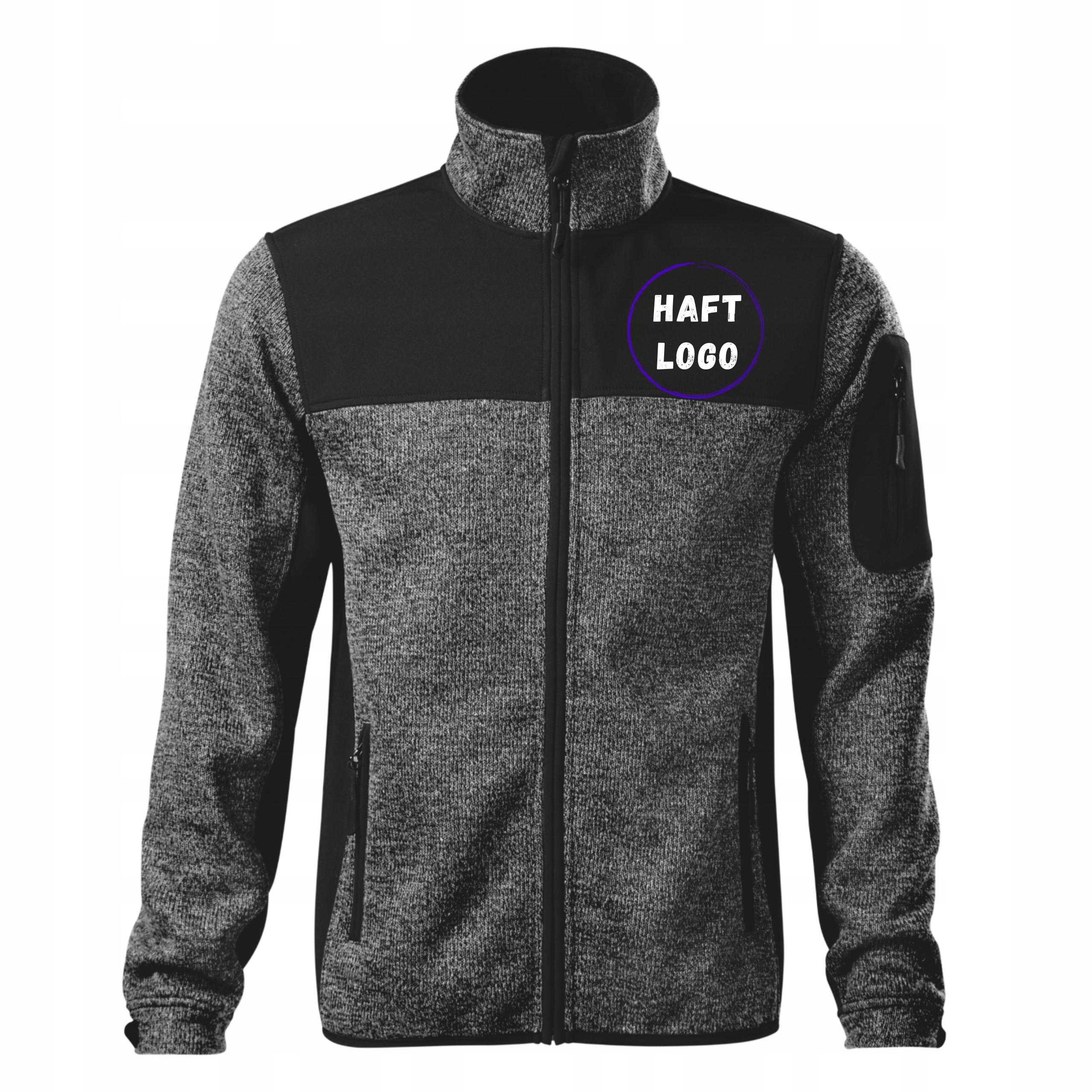 Softshellová Pánská Bunda S Kapucí S Potiskem Logo Knit šedá 3XL