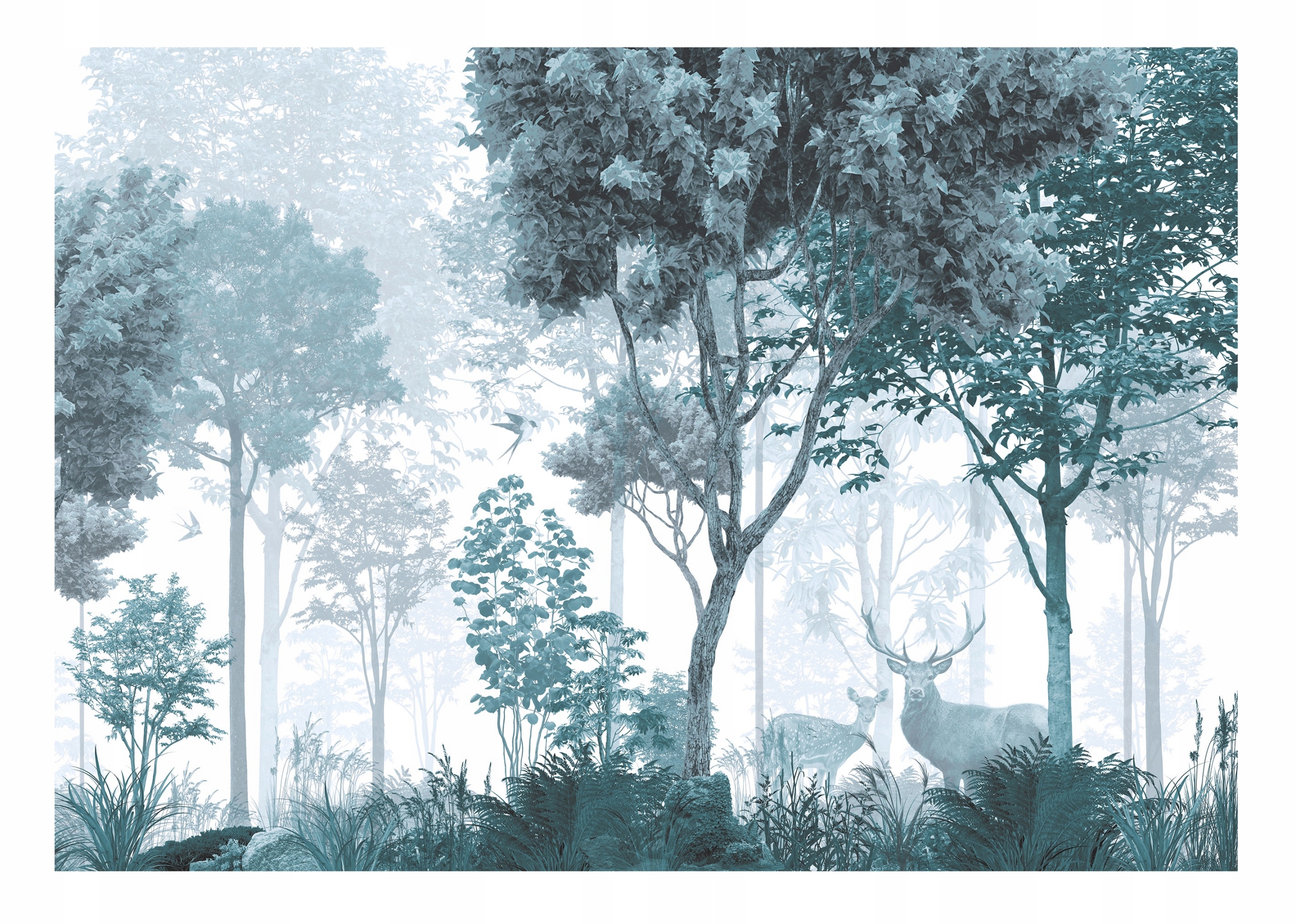 Fototapeta Les Stromy Jelen Obývací pokoj Rostliny 416x254