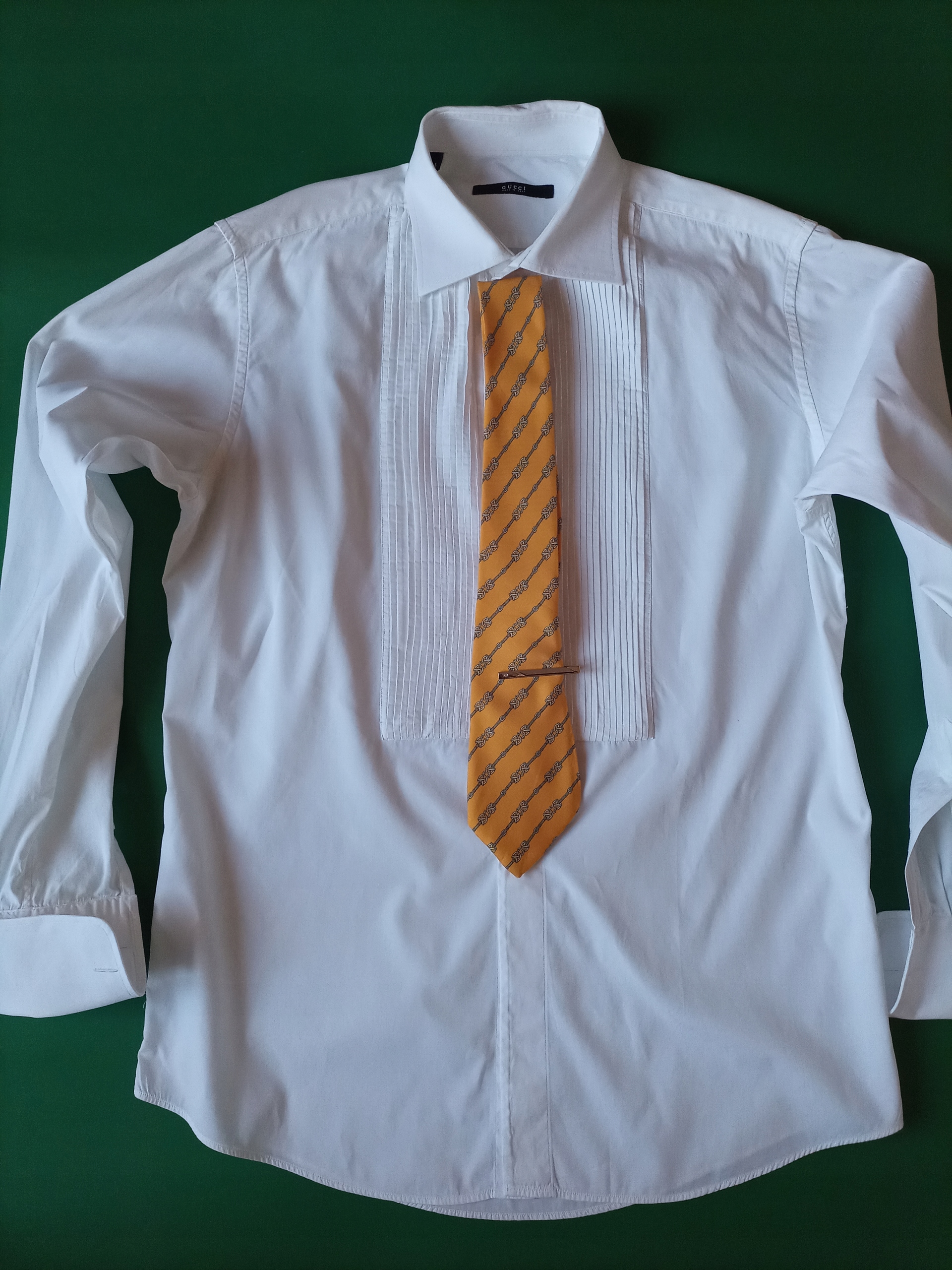 Hermes мужская галстука + мужская рубашка Gucci + запонки