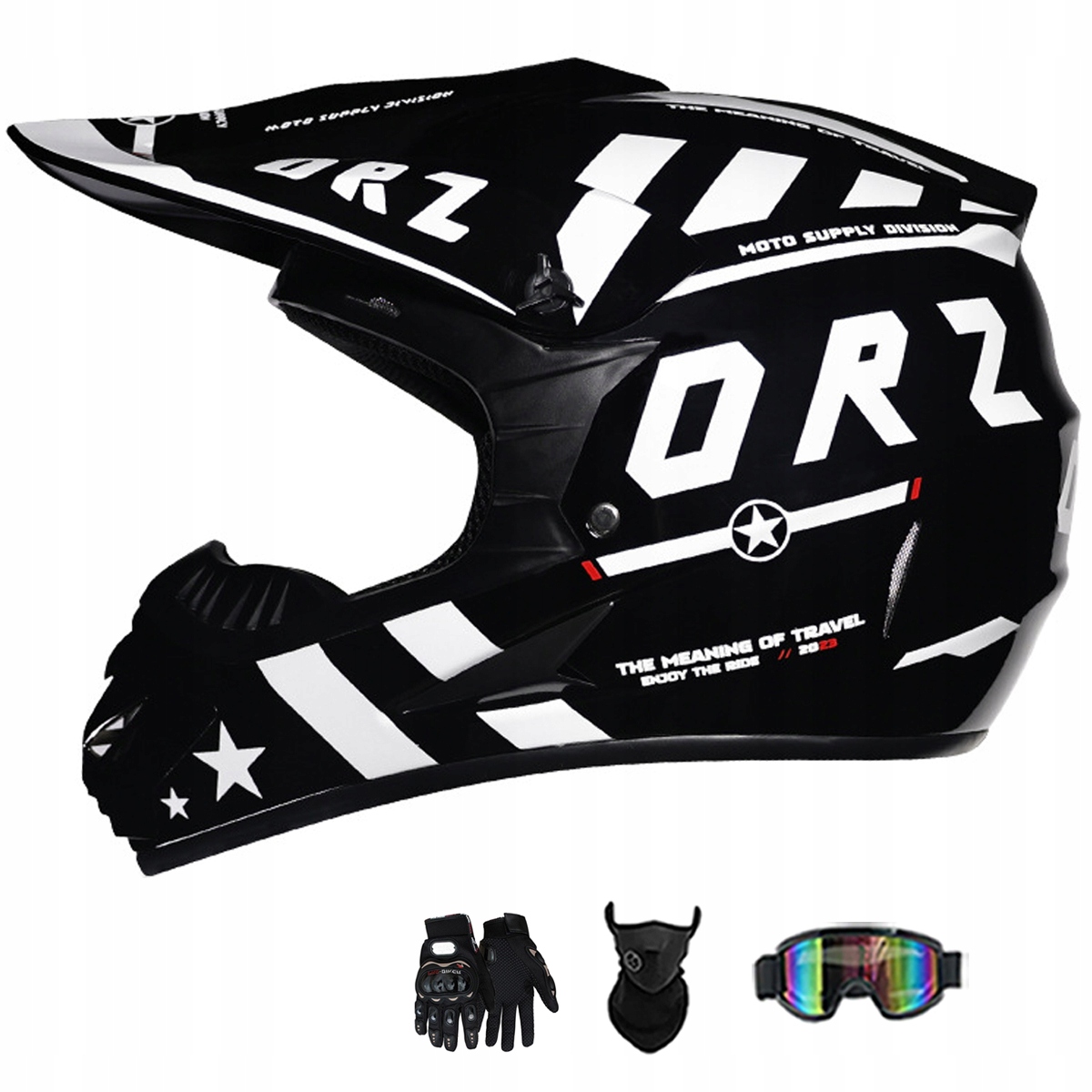 Motocyklová Přilba Lehká Enduro Quada Brýle Rukavice Maska M