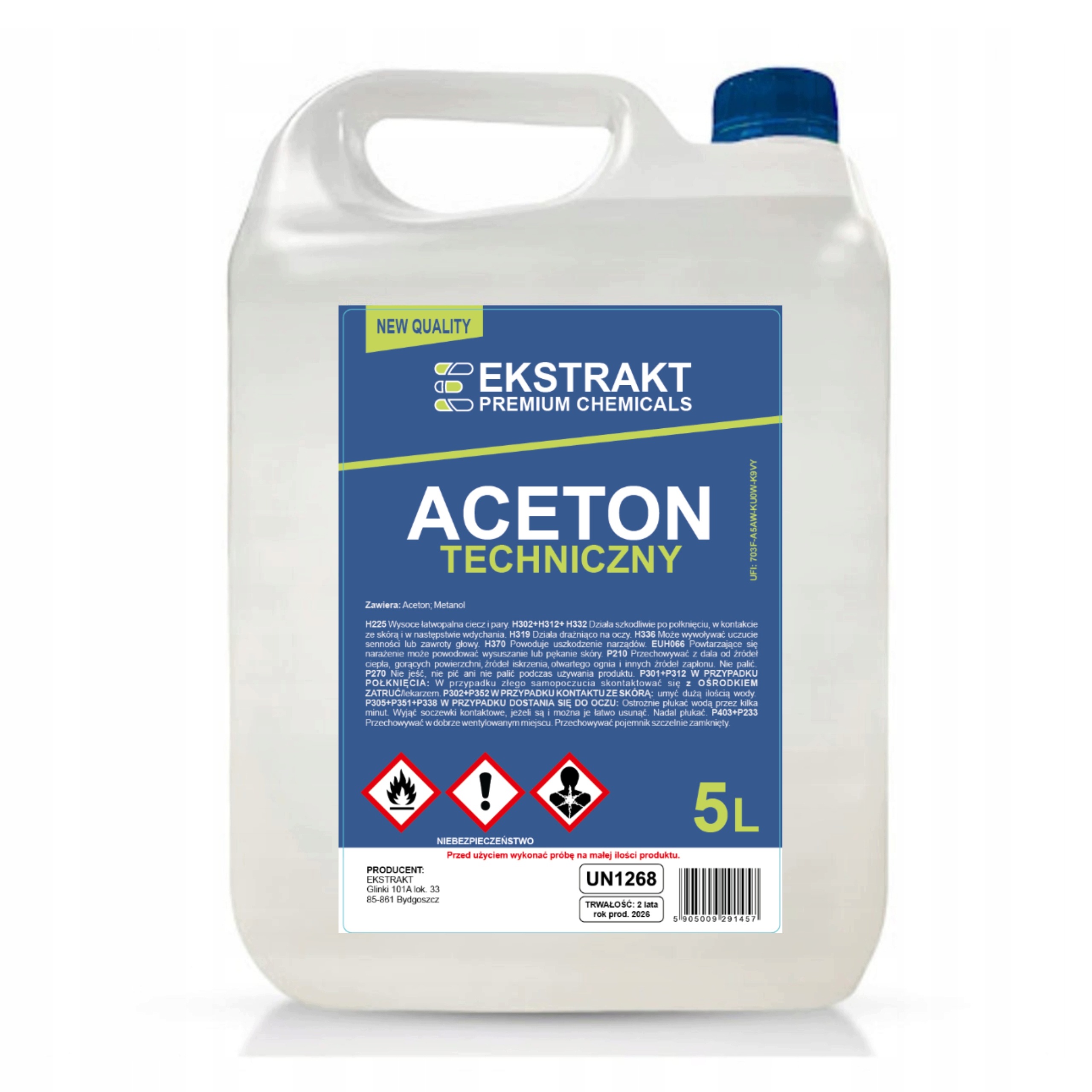 Aceton Techniczny 5L Odtłuszczacz Zmywacz Rozpuszczalnik Czysty