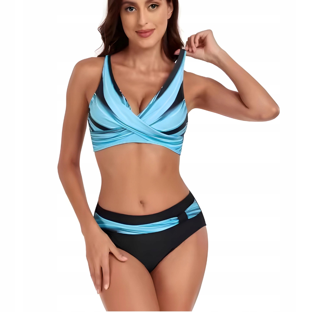 DWUCZĘŚCIOWY STRÓJ KĄPIELOWY BIKINI WYSOKI BLUE STAN PLUS SIZE XXXL Rozmiar 3XL