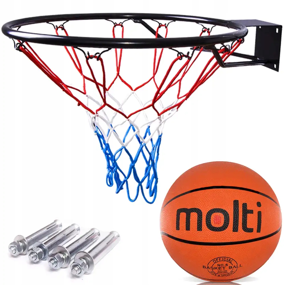 DUŻA OBRĘCZ DO KOSZYKÓWKI KOSZA 45CM SIATKA PIŁKA molti