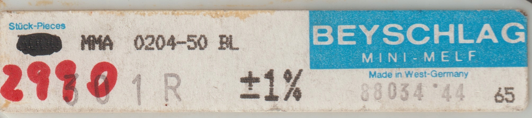 [100szt] 301R 1% 50ppm rezystor Smd minimelf MMA0204 Beyschlag low noise