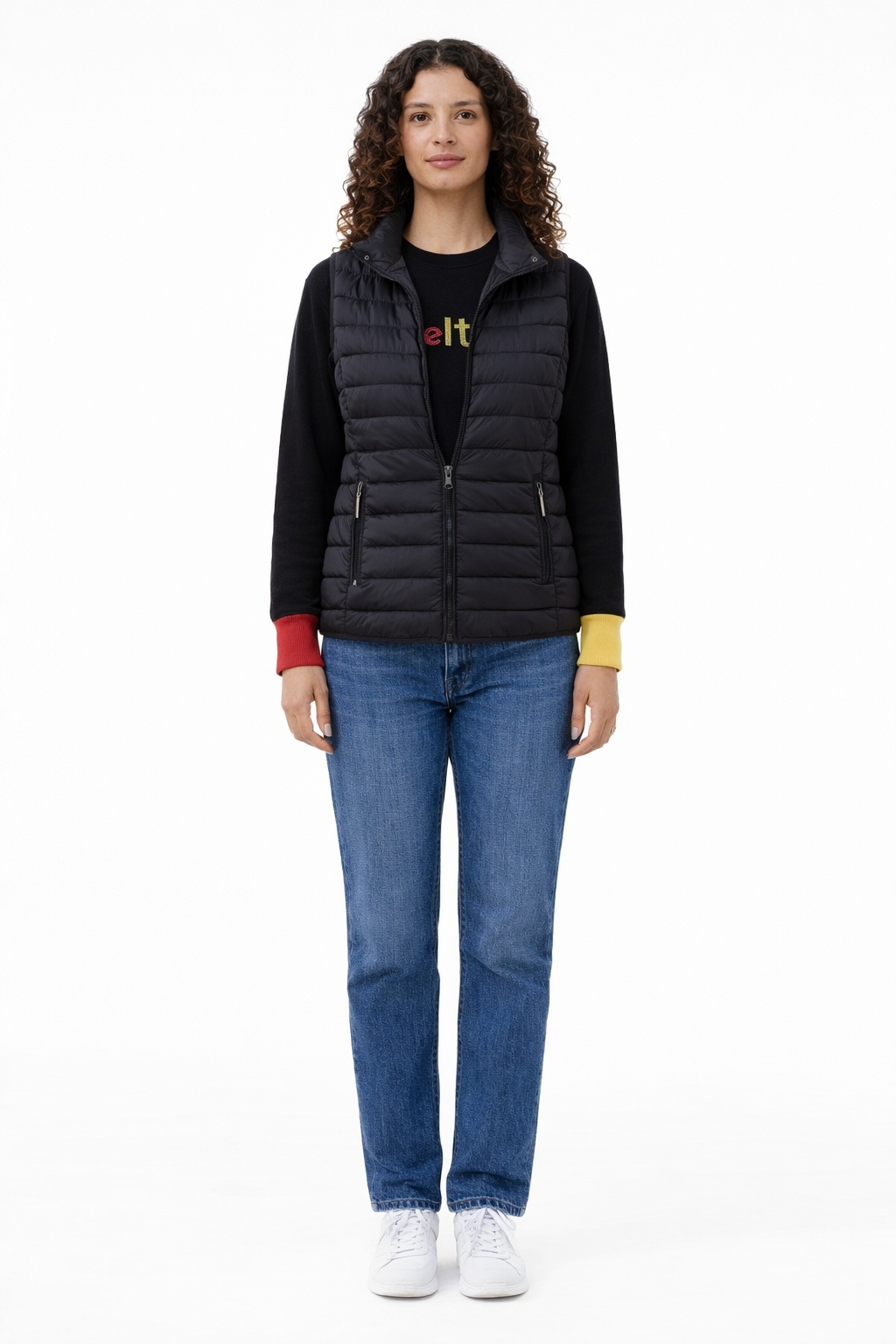 United Colors Of Benetton Černá Prošívaná Vesta Na Zip S I1E