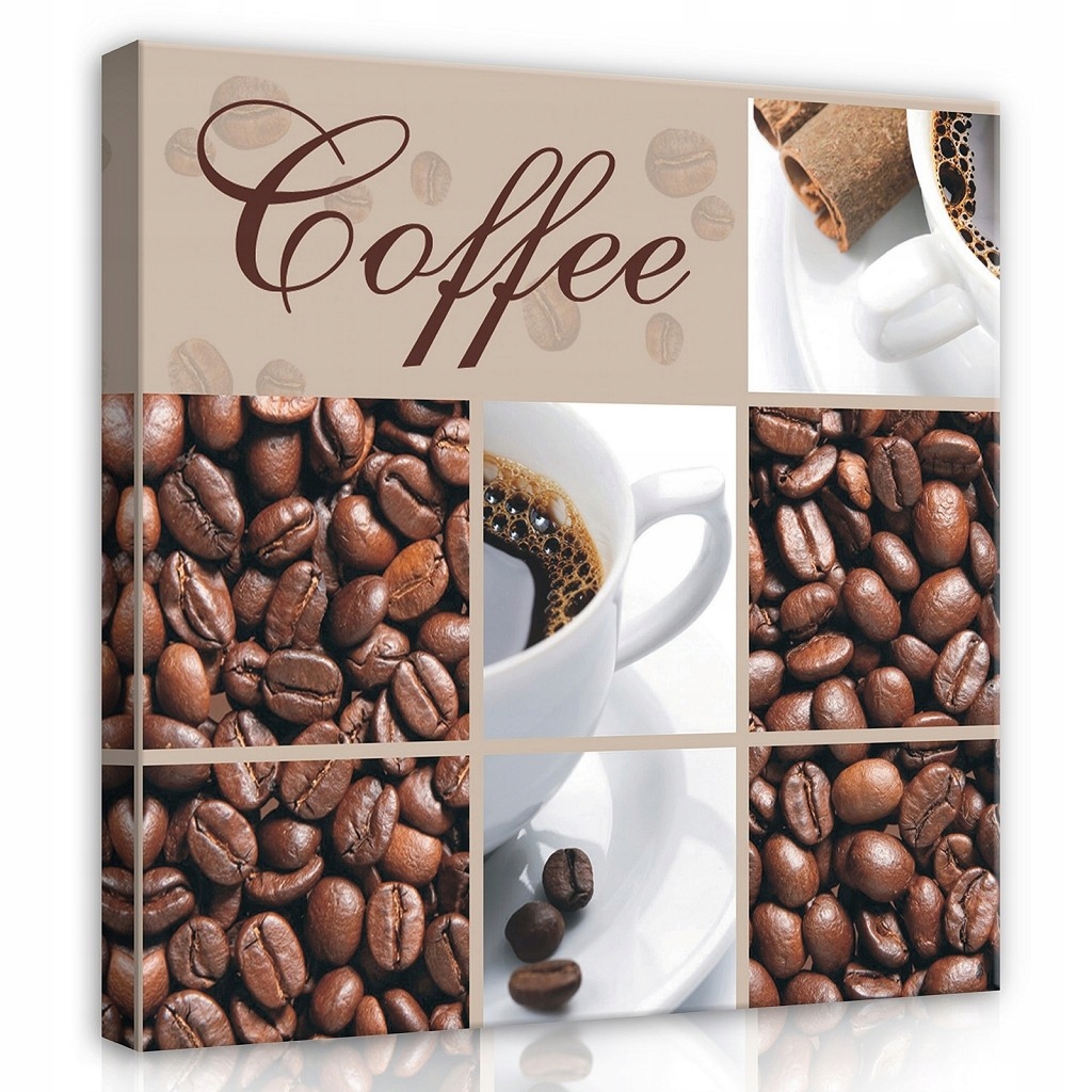 Obraz 80x80 Káva zrna šálek vůně ráno zátiší koláž teplo