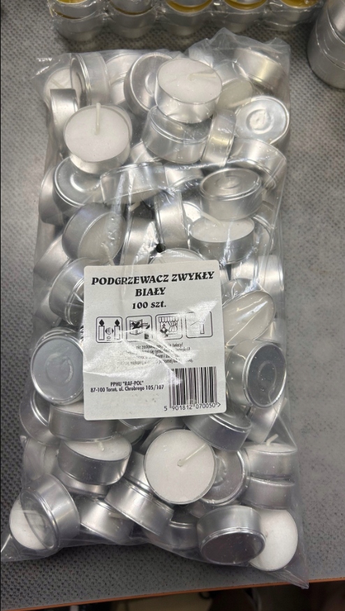 Podgrzewacz tealight parafinowa BIAŁY Raf-Pol 100 szt.