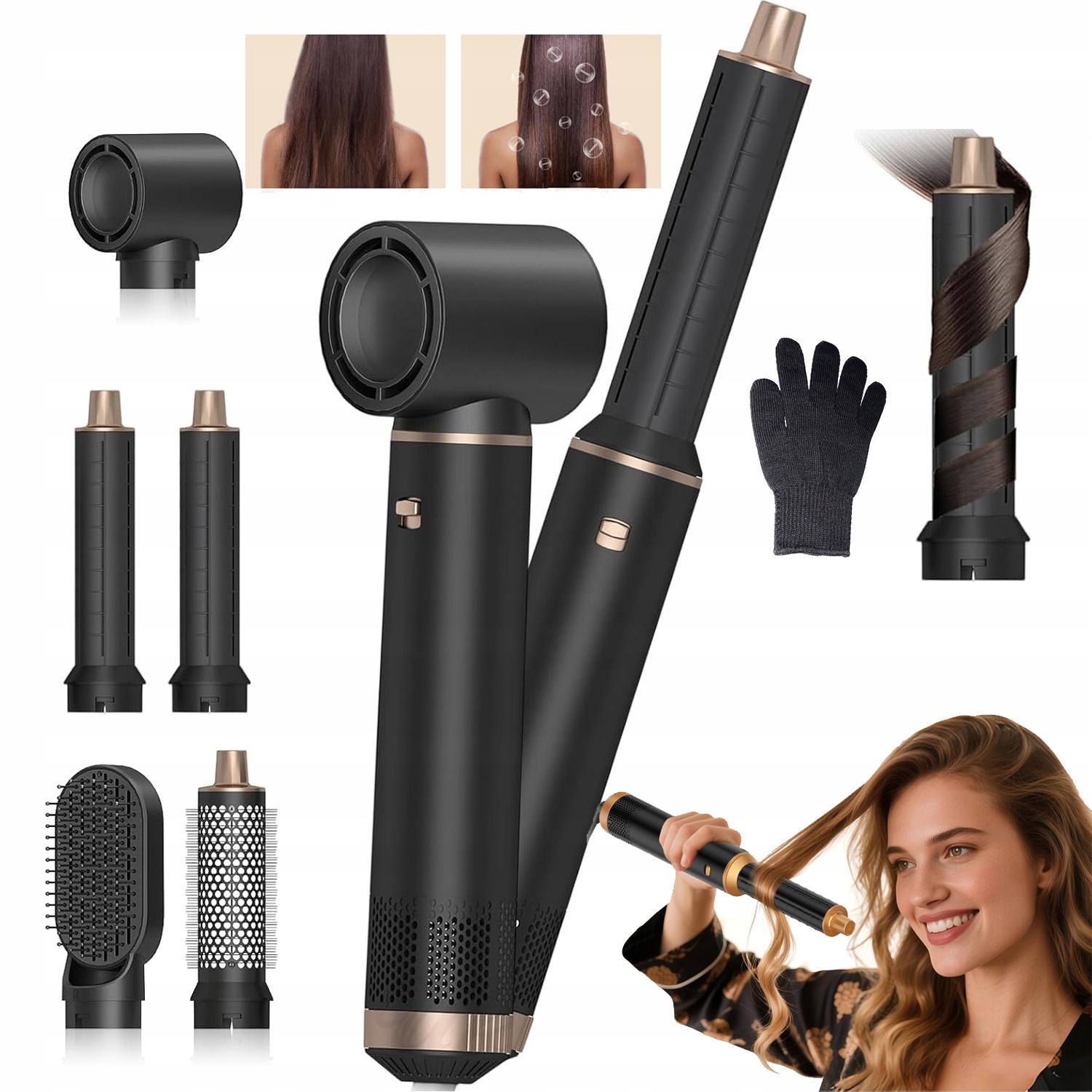 Suszarka Lokówka 5W1 Prostownica Karbownica Na Gorące Powietrze Do Włosów