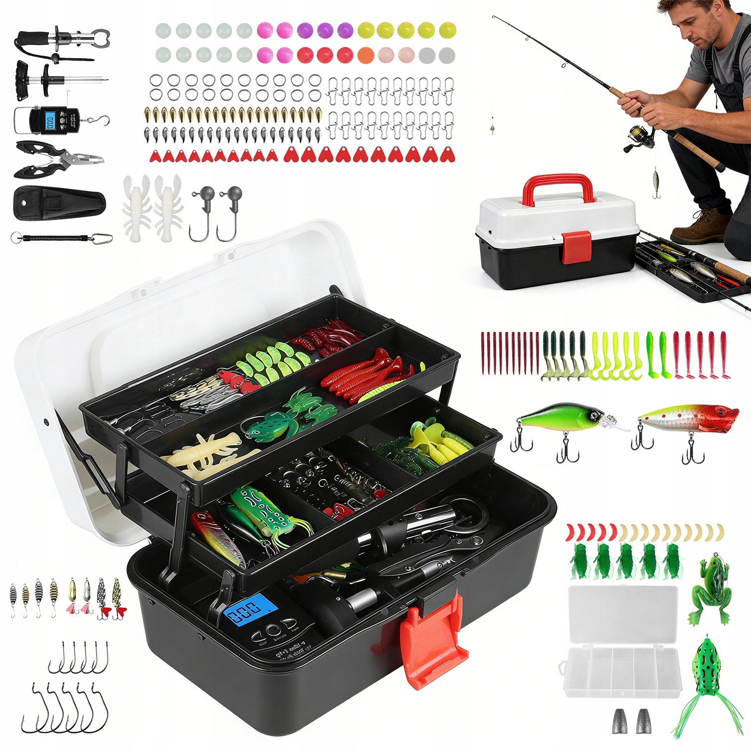 Rybářská Krabička Sada Návnad Na Ryby Akcesoria Háček Splávek Spinning