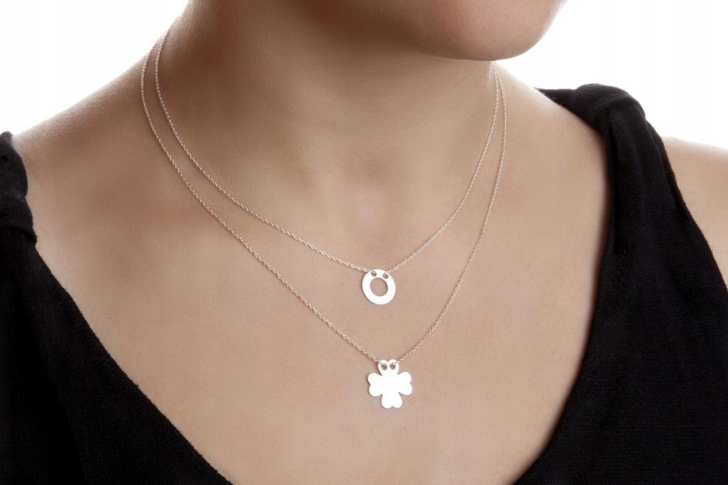 

Srebrny komplet Celebrytka 925 kółko i koniczynka