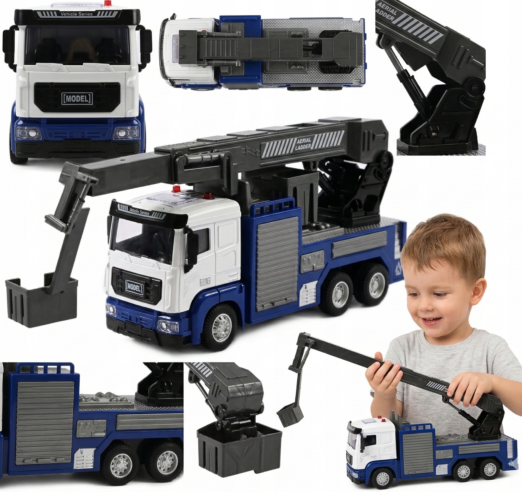 CIĘŻARÓWKA PODNOŚNIK KOSZOWY DŹWIG BUDOWLANY SAMOCHÓD AUTO ŚWIATŁO DŹWIĘK