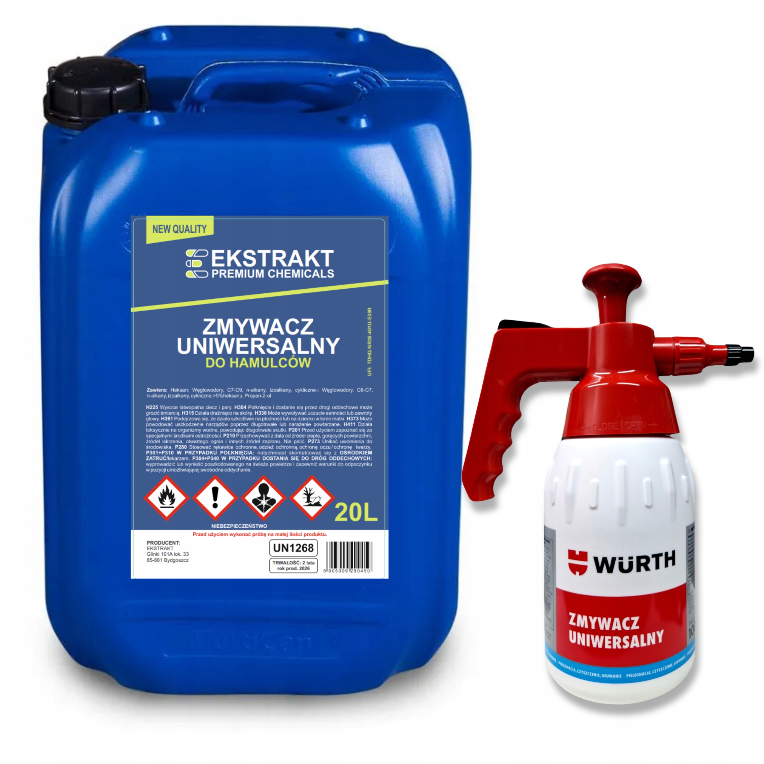 Zmywacz do Hamulców 20L Uniwersalny Brake Cleaner Tarcz Opryskiwacz Wurth