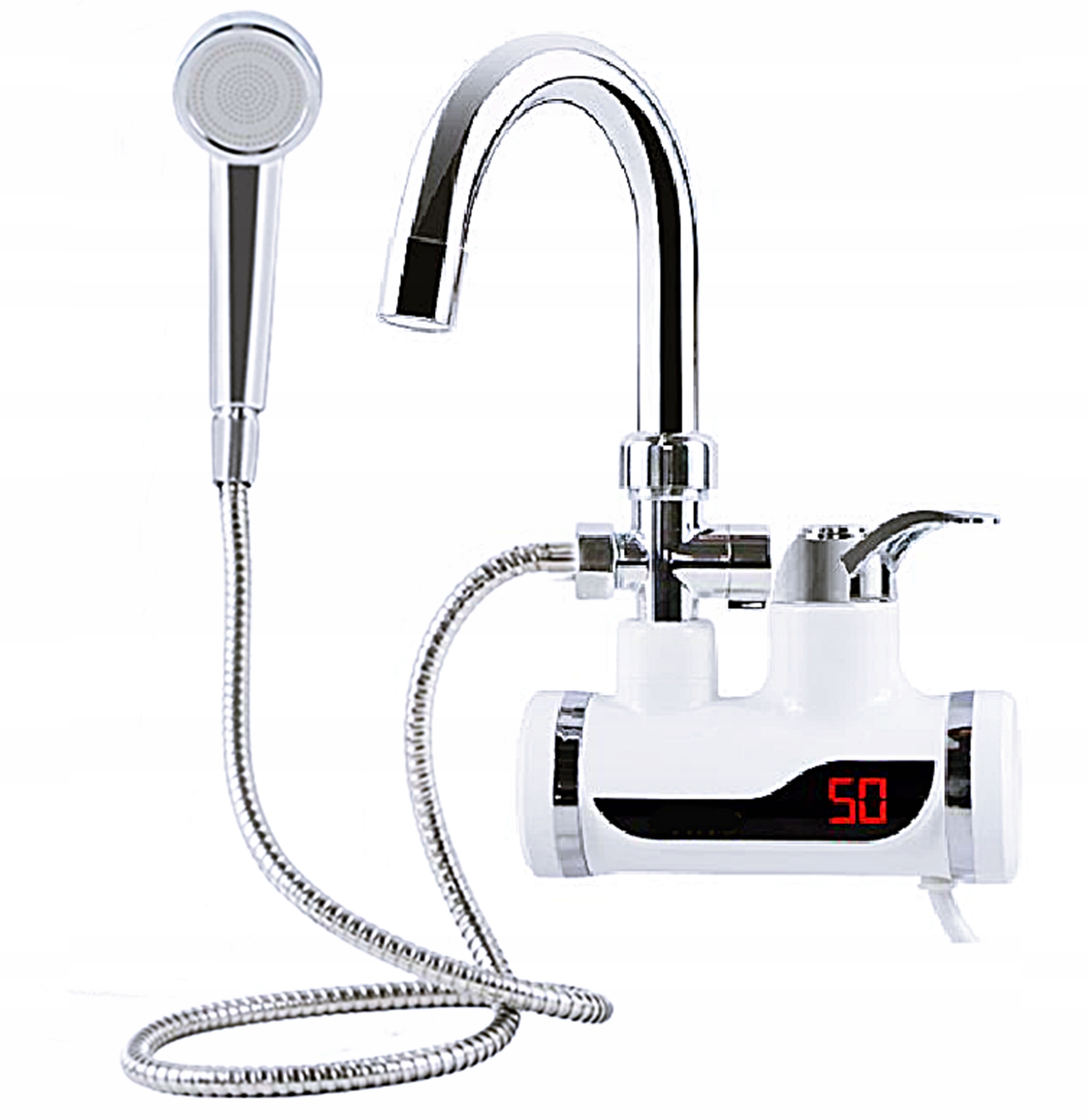 PRZEPŁYWOWY PODGRZEWACZ WODY PRYSZNIC 3000 W LCD MONTAŻ DO ŚCIANY KRAN