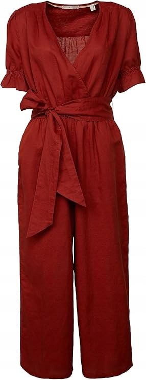 Esprit Červený Kombinéz Len Bavlna Se Zavazováním V Pase 40 6FA