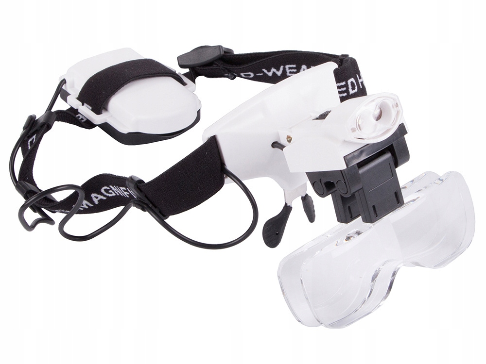 PROFESJONALNE OKULARY POWIĘKSZAJĄCE 6x LUPA NAGŁOWNA Z OŚWIETLENIEM LED