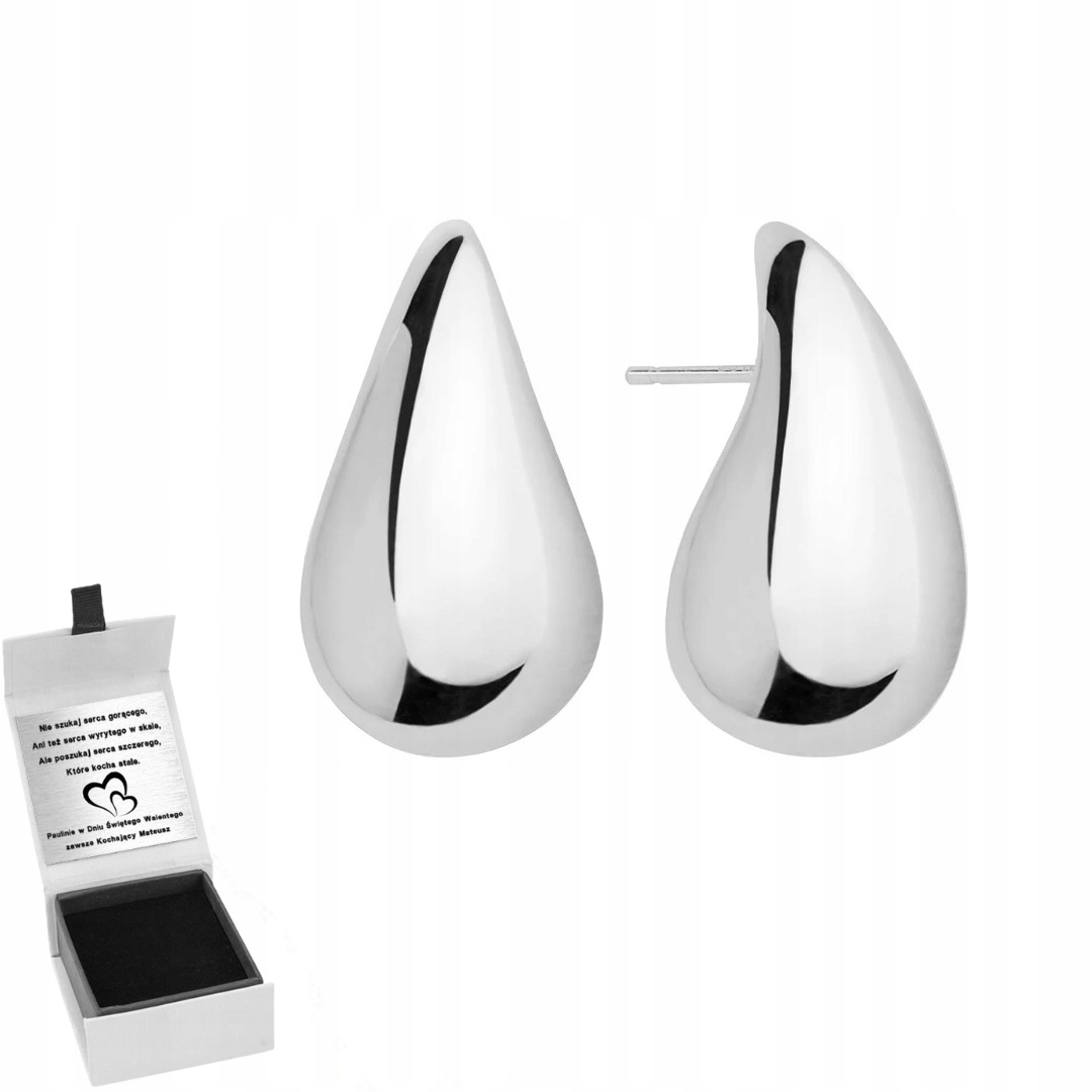 Stříbrné Náušnice Šroubky Velké Kapky Slzy Tyčinky Stříbro 925 Gravírování