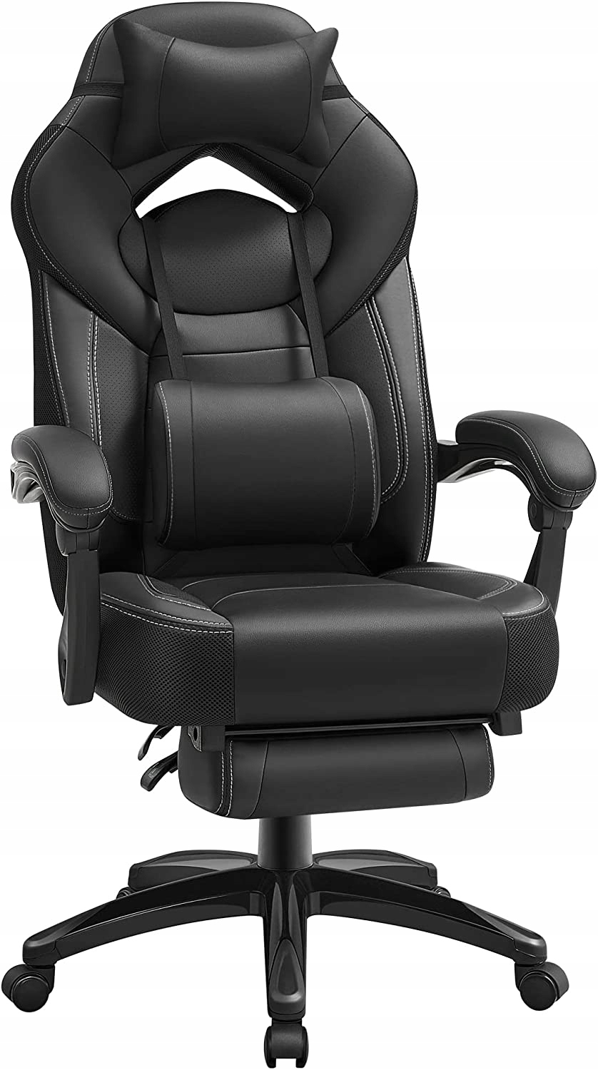Kancelářská Židle Ergonomická Otočná Herní Židle Podnožka Černá