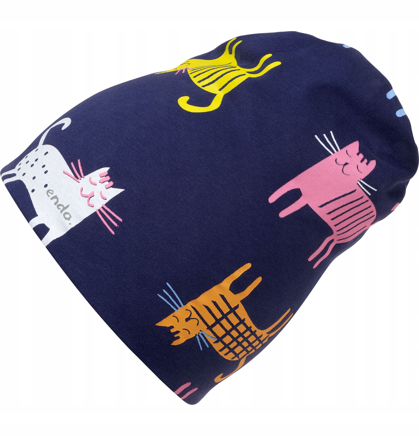Endo Czapka Dzianinowa z Kotami Granatowa 56-58