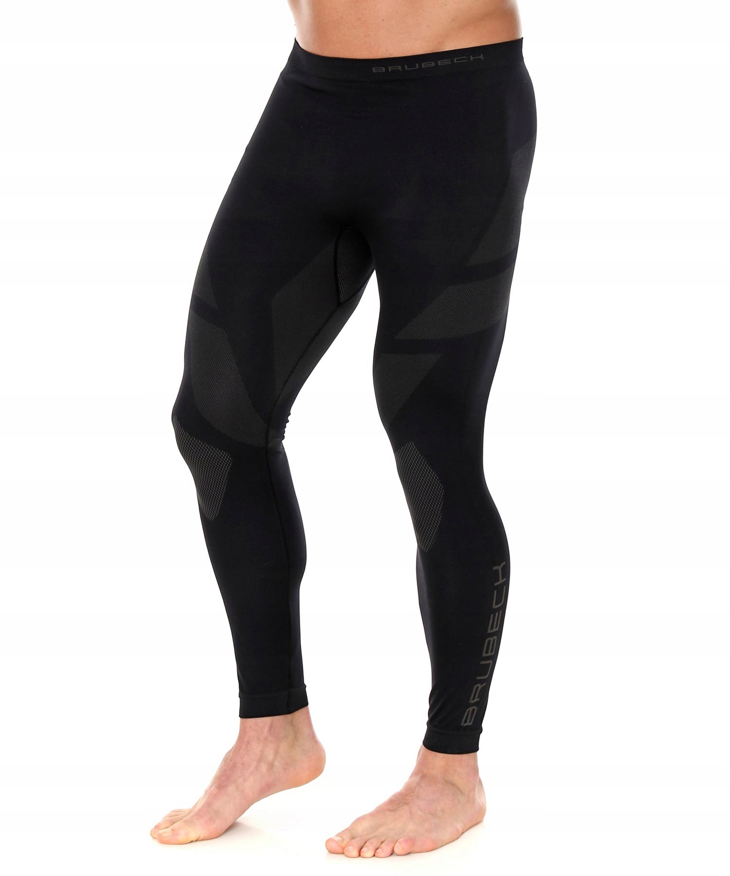 Legginsy męskie termoaktywne Dry Brubeck bezszwowe czarny/grafit rozmiar S