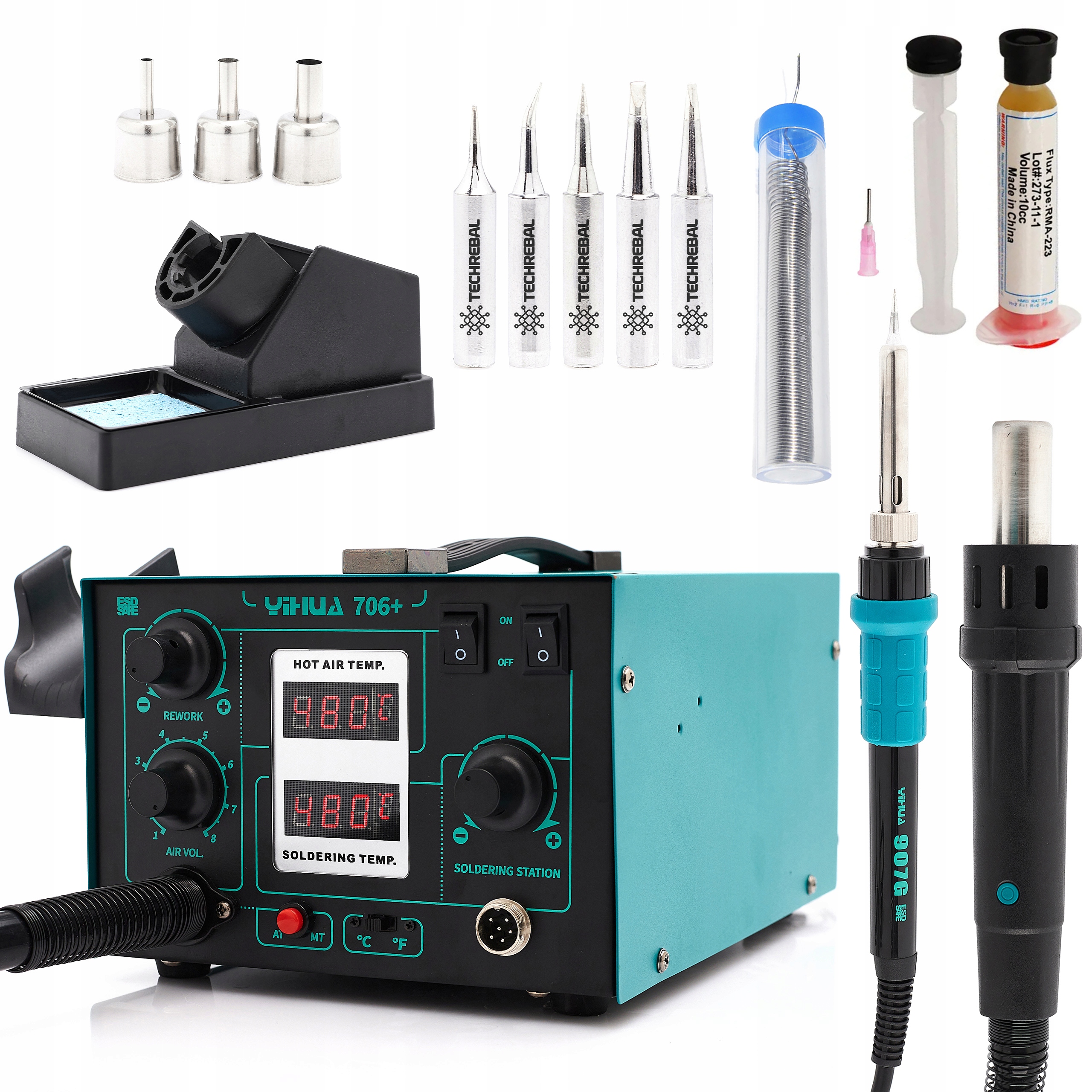 Pájecí Stanice 2V1 Hot Air Páječka Yihua 706+ 640W Sada Pro Pájení