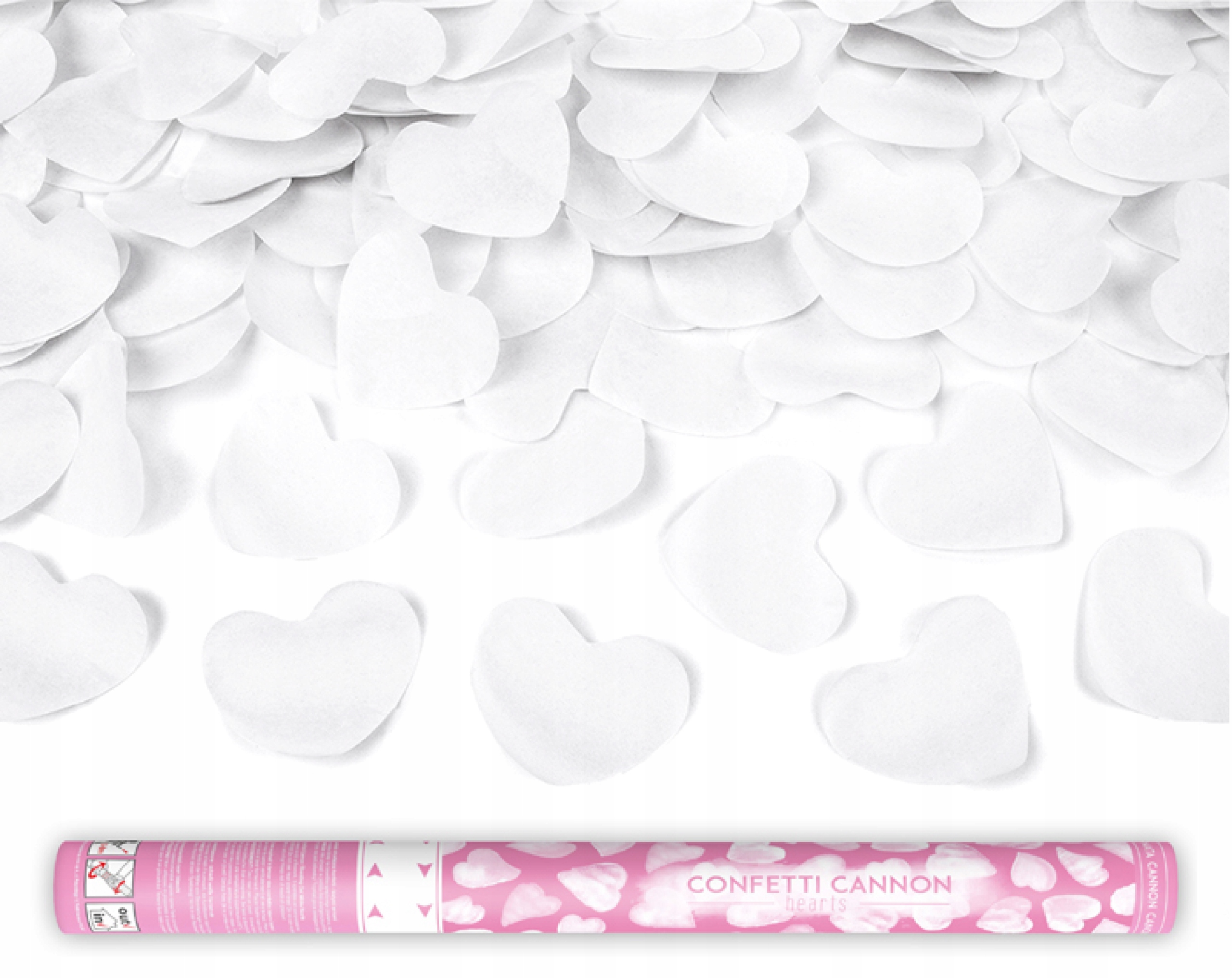 TUBA STRZELAJĄCA Serca BIAŁE Konfetti 60cm